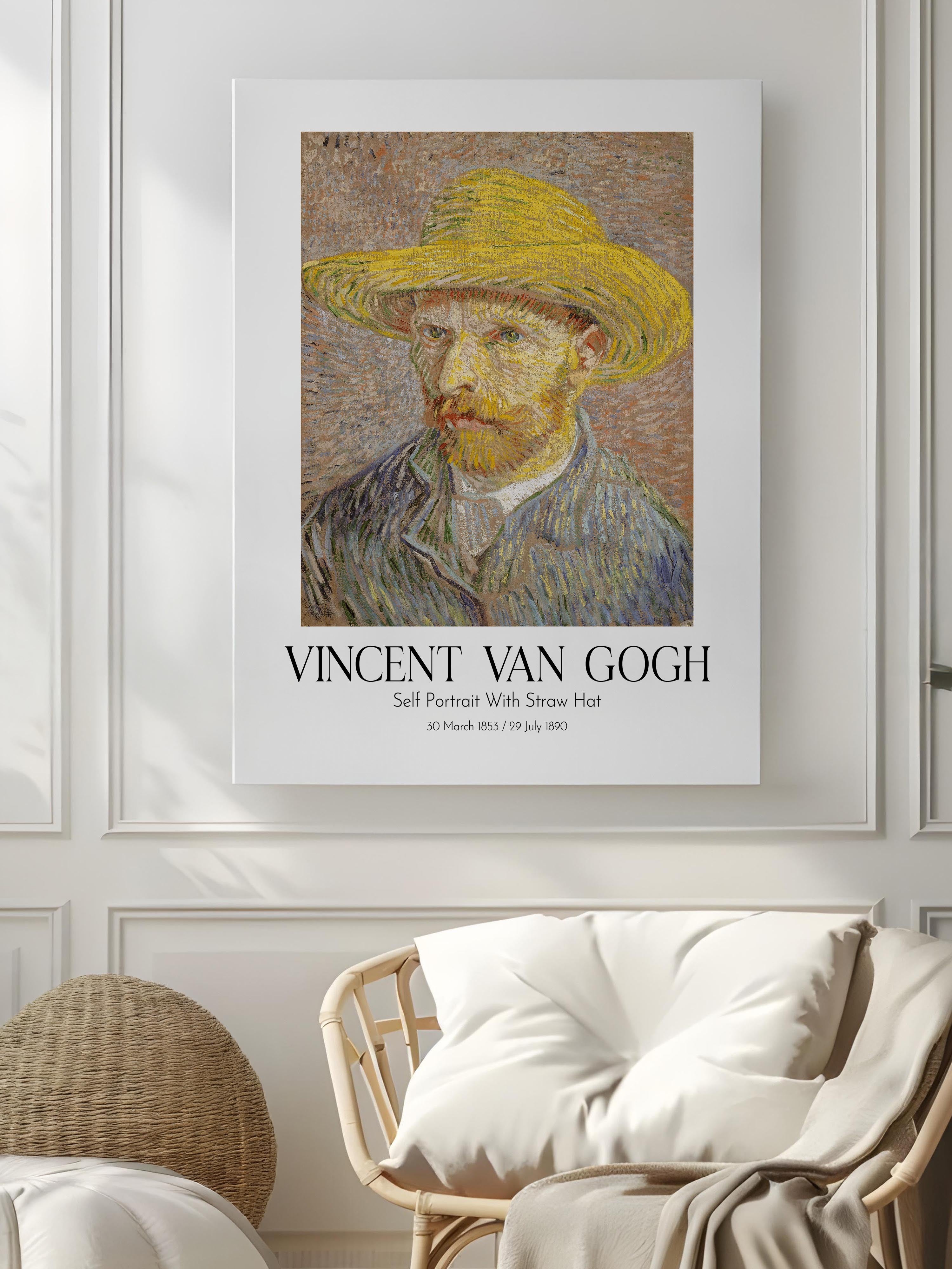 Vincent Van Gogh - Self Portrait With Straw Hat, Kanvas Tablo, Sanat Serisi NO:110604