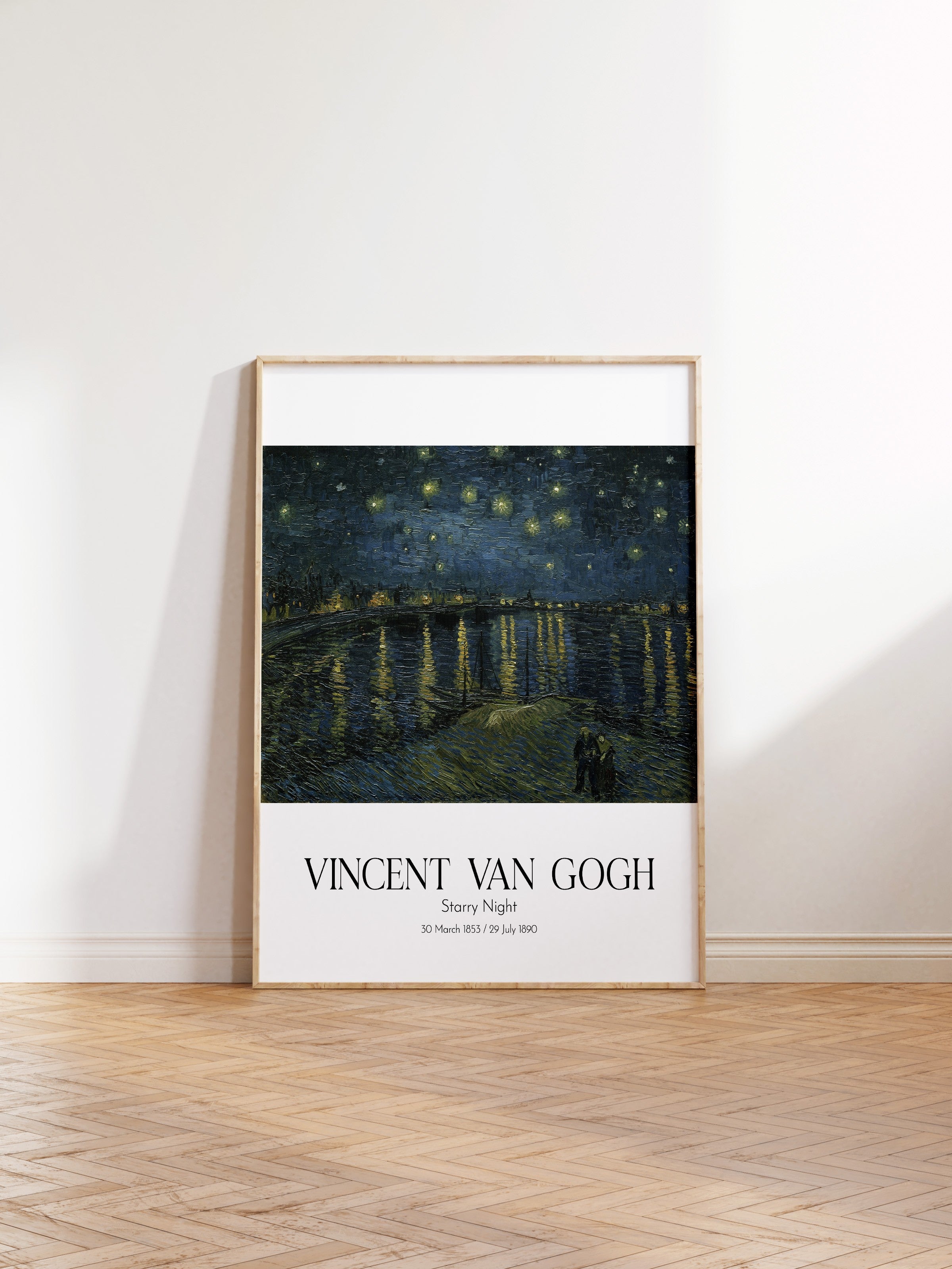 Vincent Van Gogh - Starry Night, Ahşap Çerçeveli Tablo, Sanat Serisi NO:110617