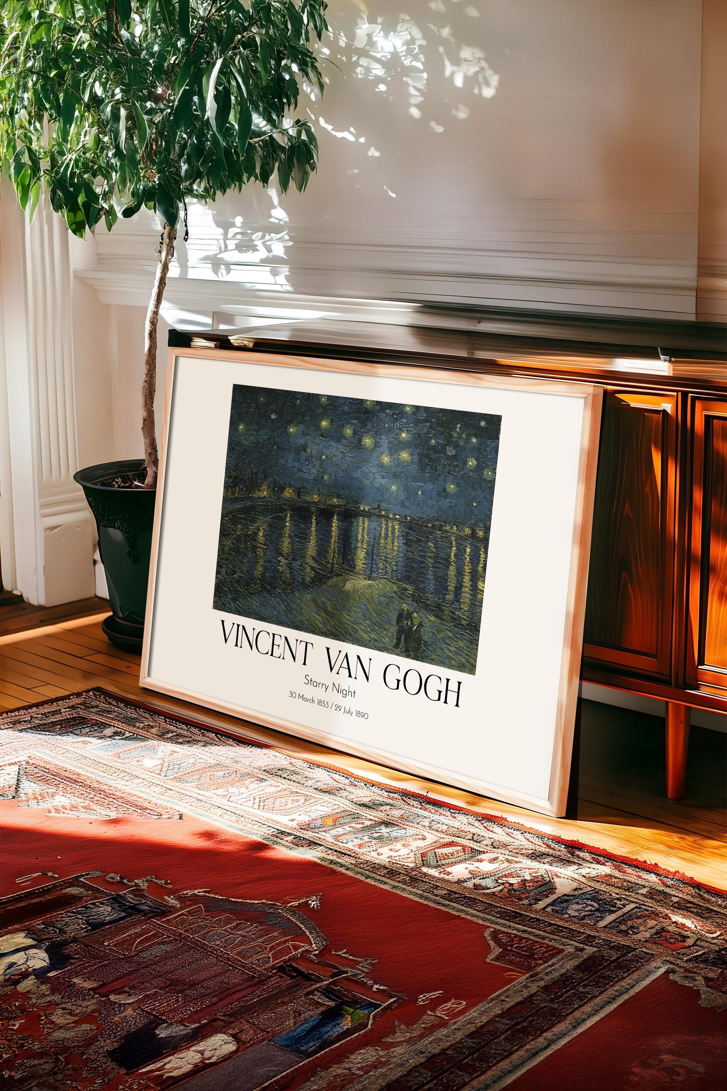 Vincent Van Gogh - Starry Night, Ahşap Çerçeveli Tablo, Sanat Serisi NO:110638