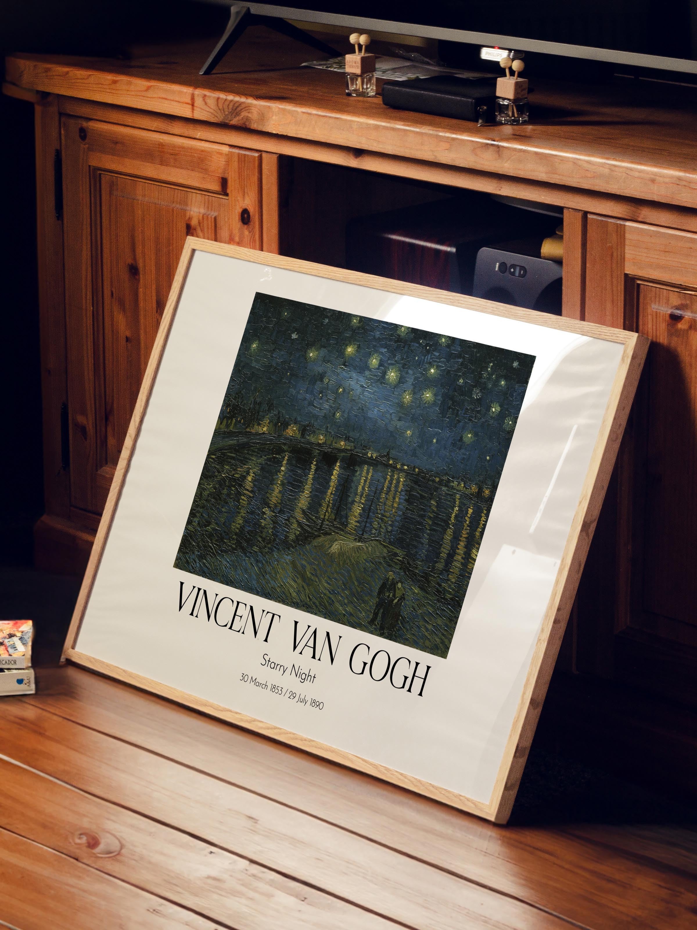 Vincent Van Gogh - Starry Night, Ahşap Çerçeveli Tablo, Sanat Serisi NO:110638