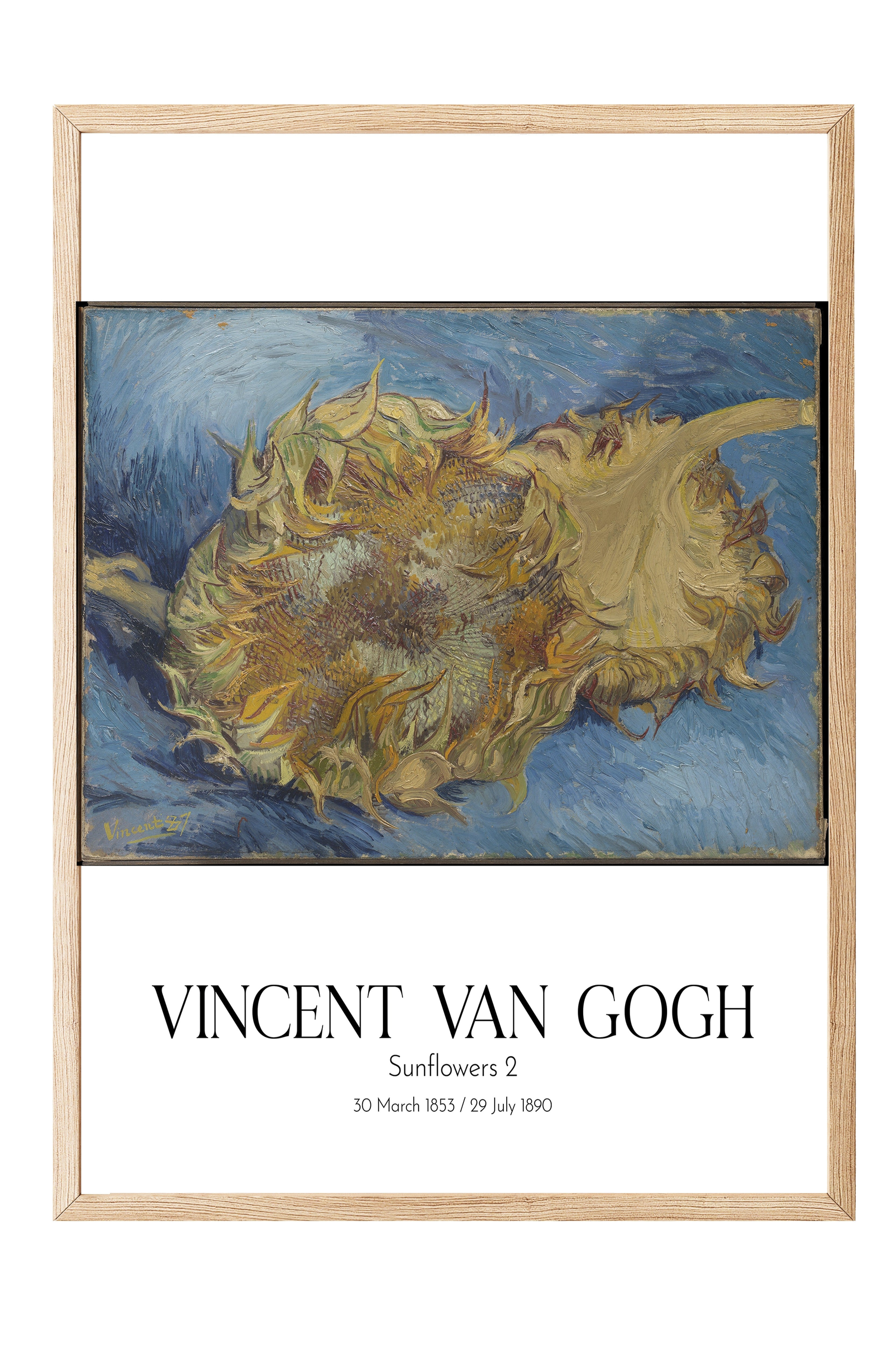 Vincent Van Gogh - Sunflowers 2, Ahşap Çerçeveli Tablo, Sanat Serisi NO:110618