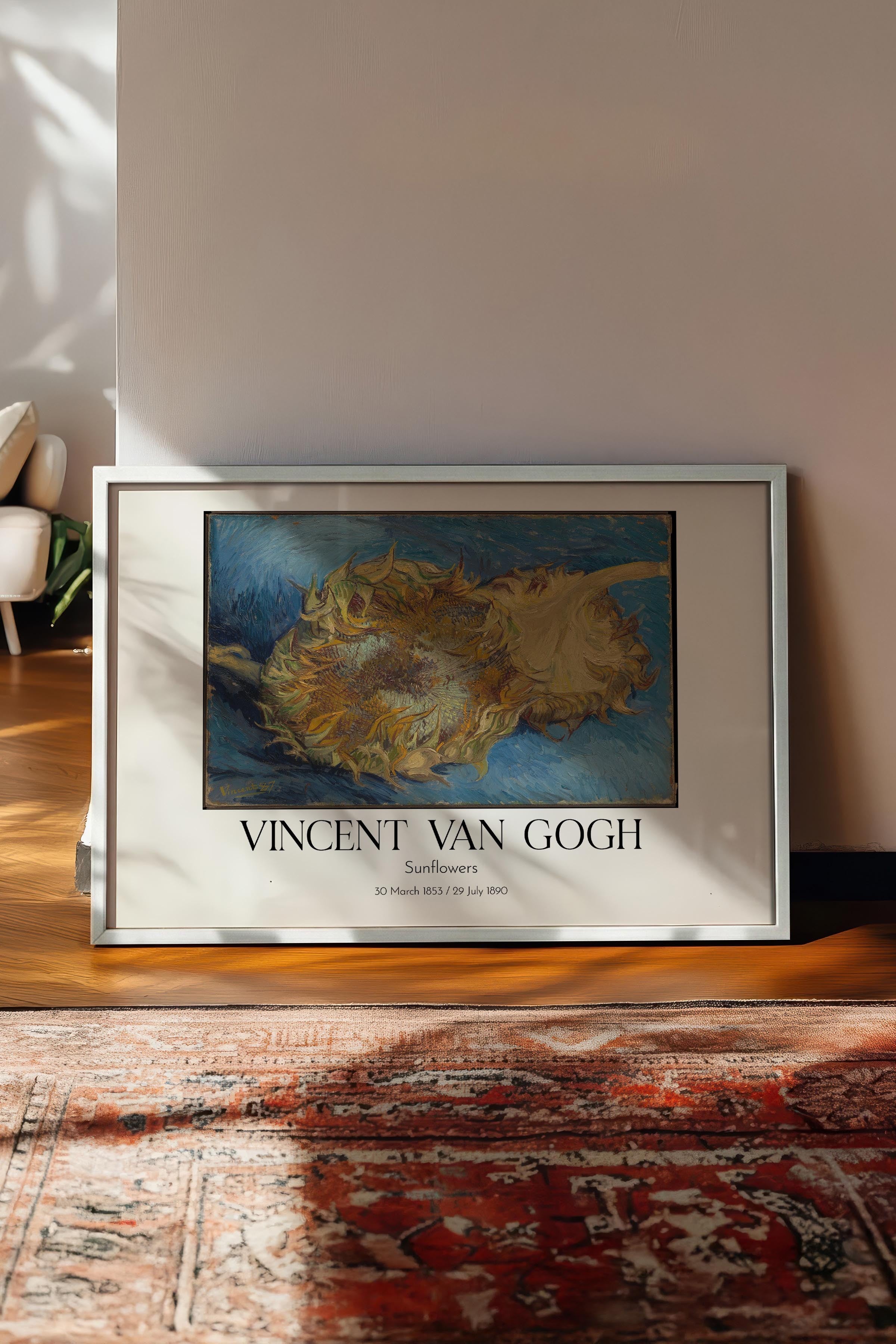 Vincent Van Gogh - Sunflowers 2, Beyaz Çerçeveli Tablo, Sanat Serisi NO:110639