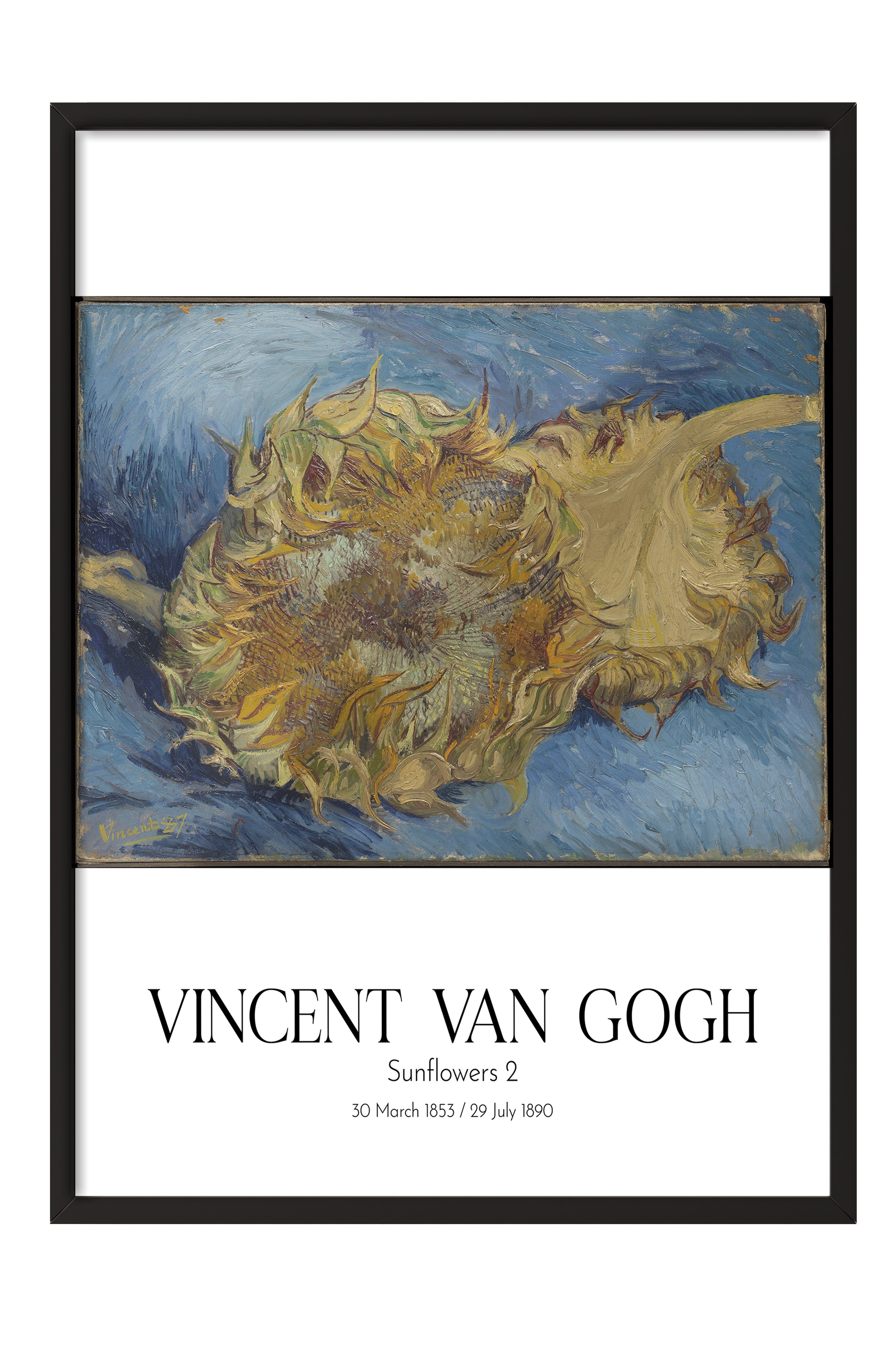 Vincent Van Gogh - Sunflowers 2, Siyah Çerçeveli Tablo, Sanat Serisi NO:110618