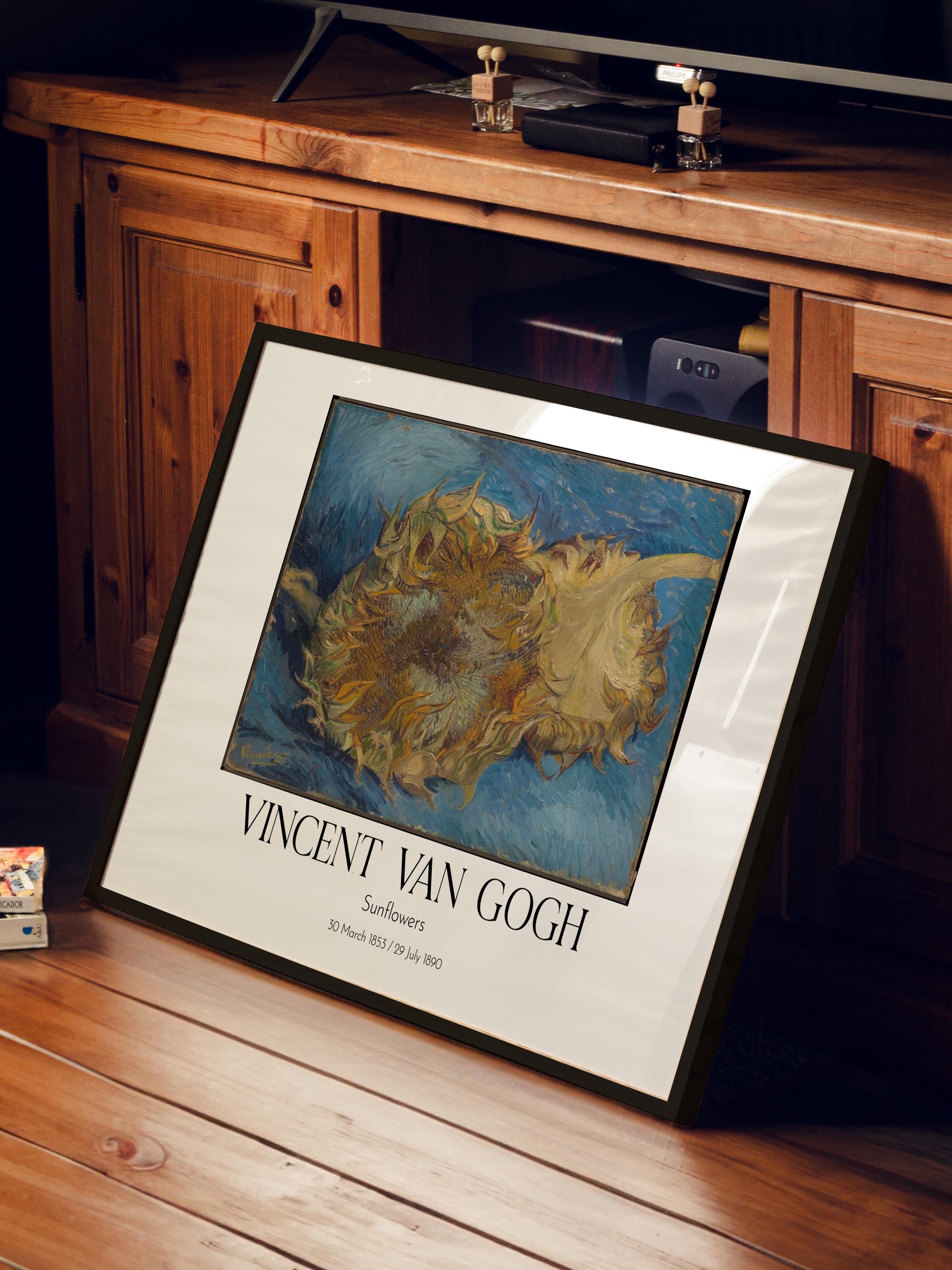 Vincent Van Gogh - Sunflowers 2, Siyah Çerçeveli Tablo, Sanat Serisi NO:110639