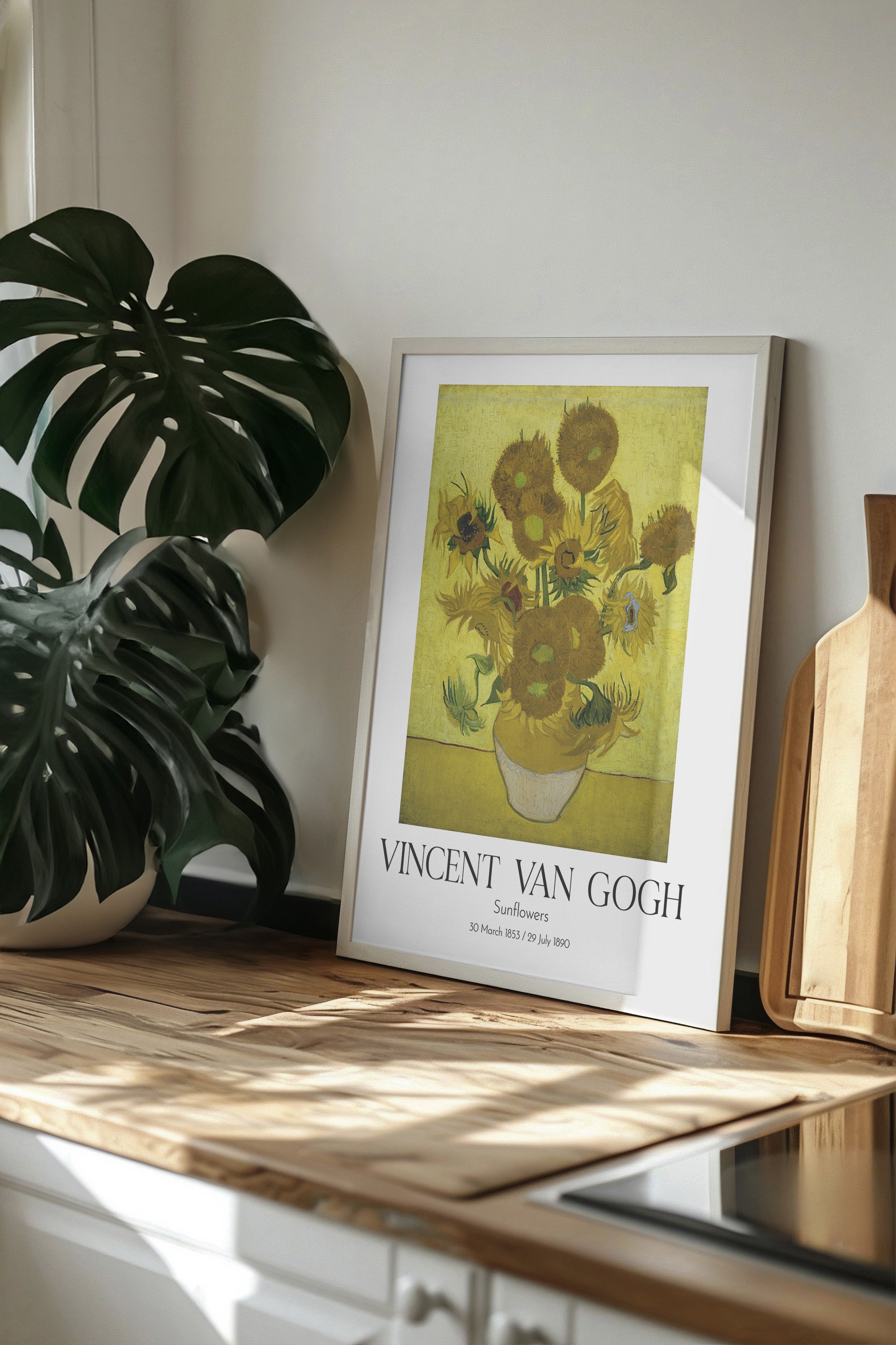 Vincent Van Gogh - Sunflowers, Beyaz Çerçeveli Tablo, Sanat Serisi NO:110619