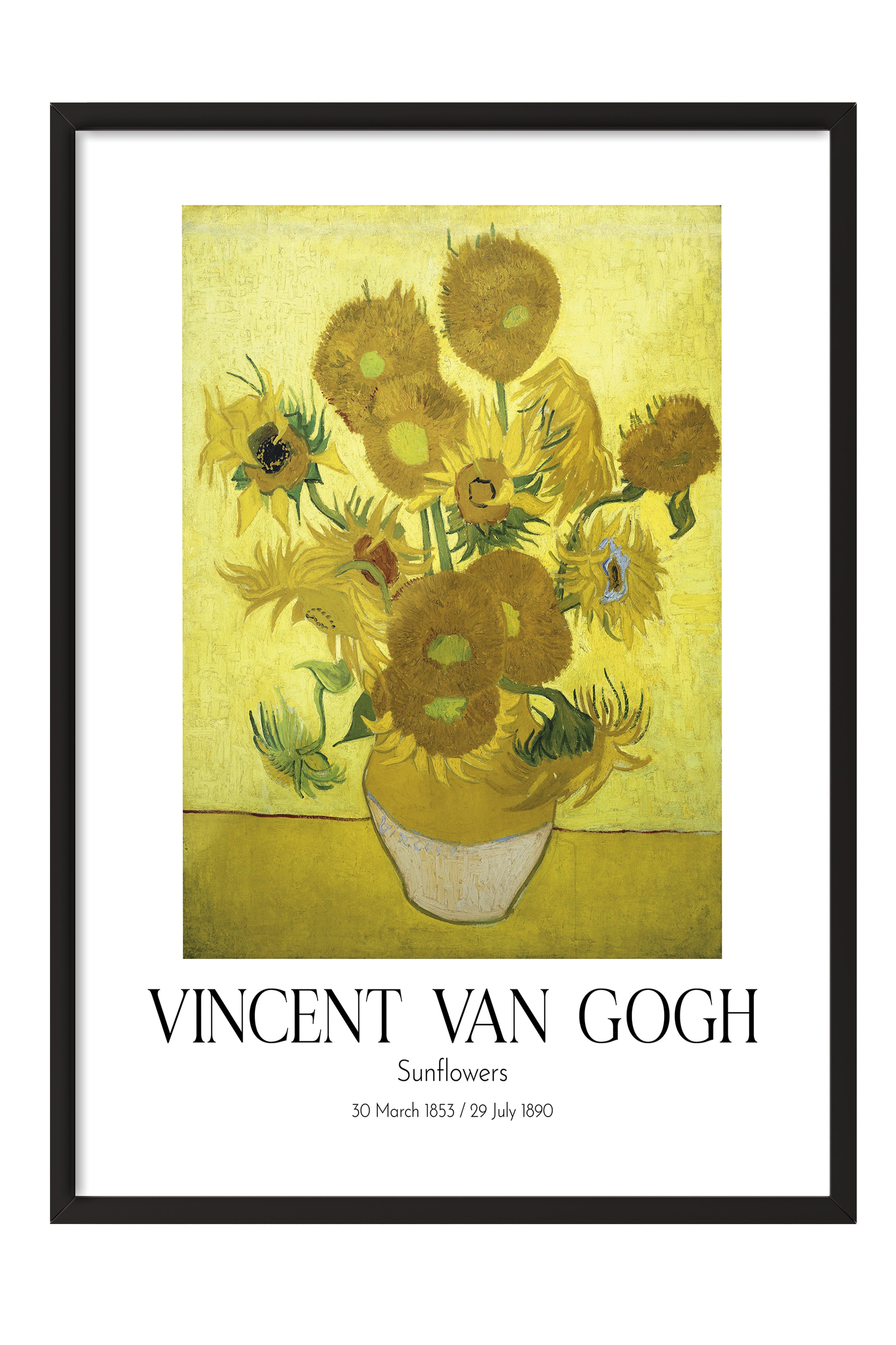 Vincent Van Gogh - Sunflowers, Siyah Çerçeveli Tablo, Sanat Serisi NO:110619