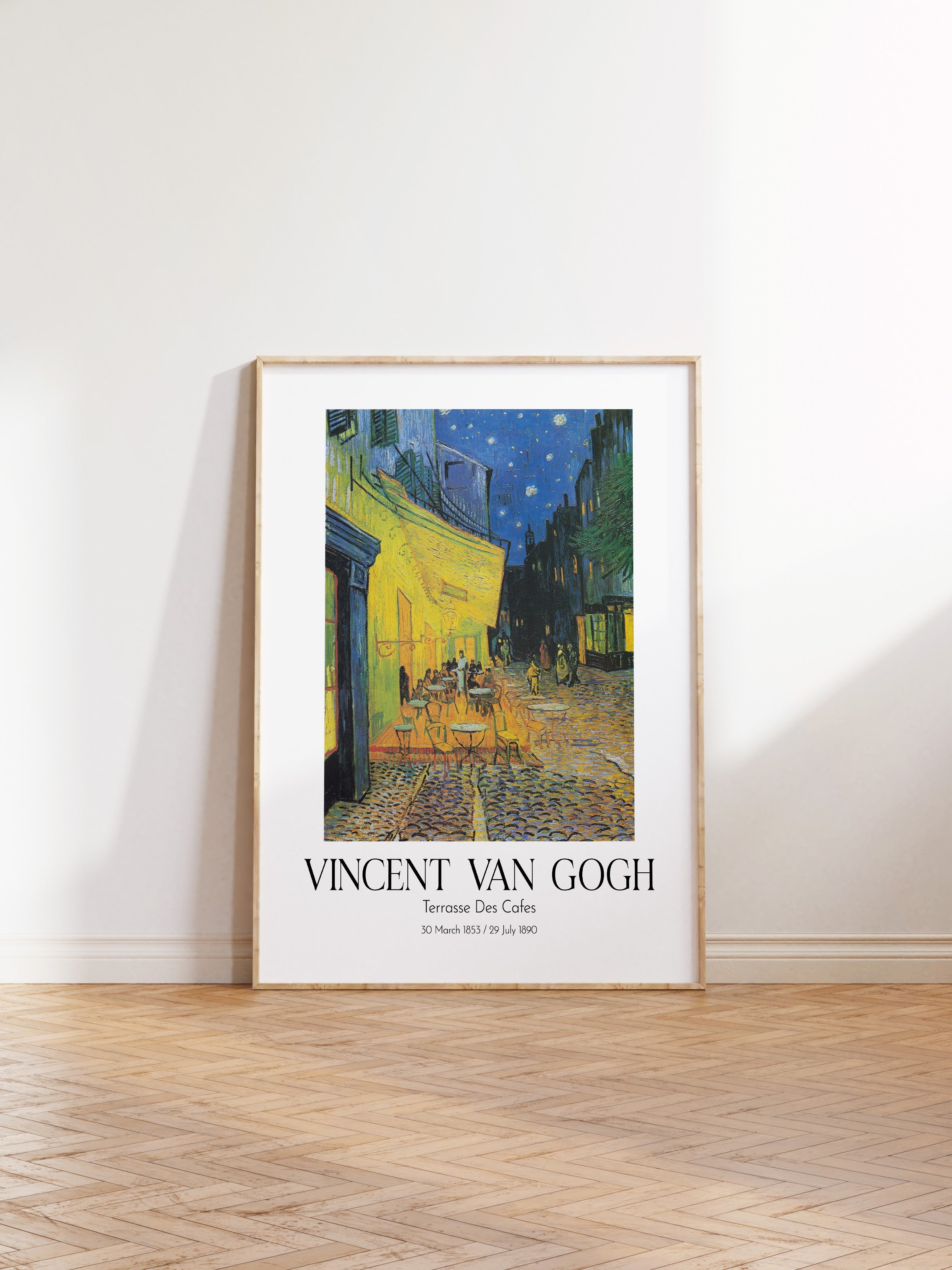 Vincent Van Gogh - Terrasse Des Cafes, Ahşap Çerçeveli Tablo, Sanat Serisi NO:110607