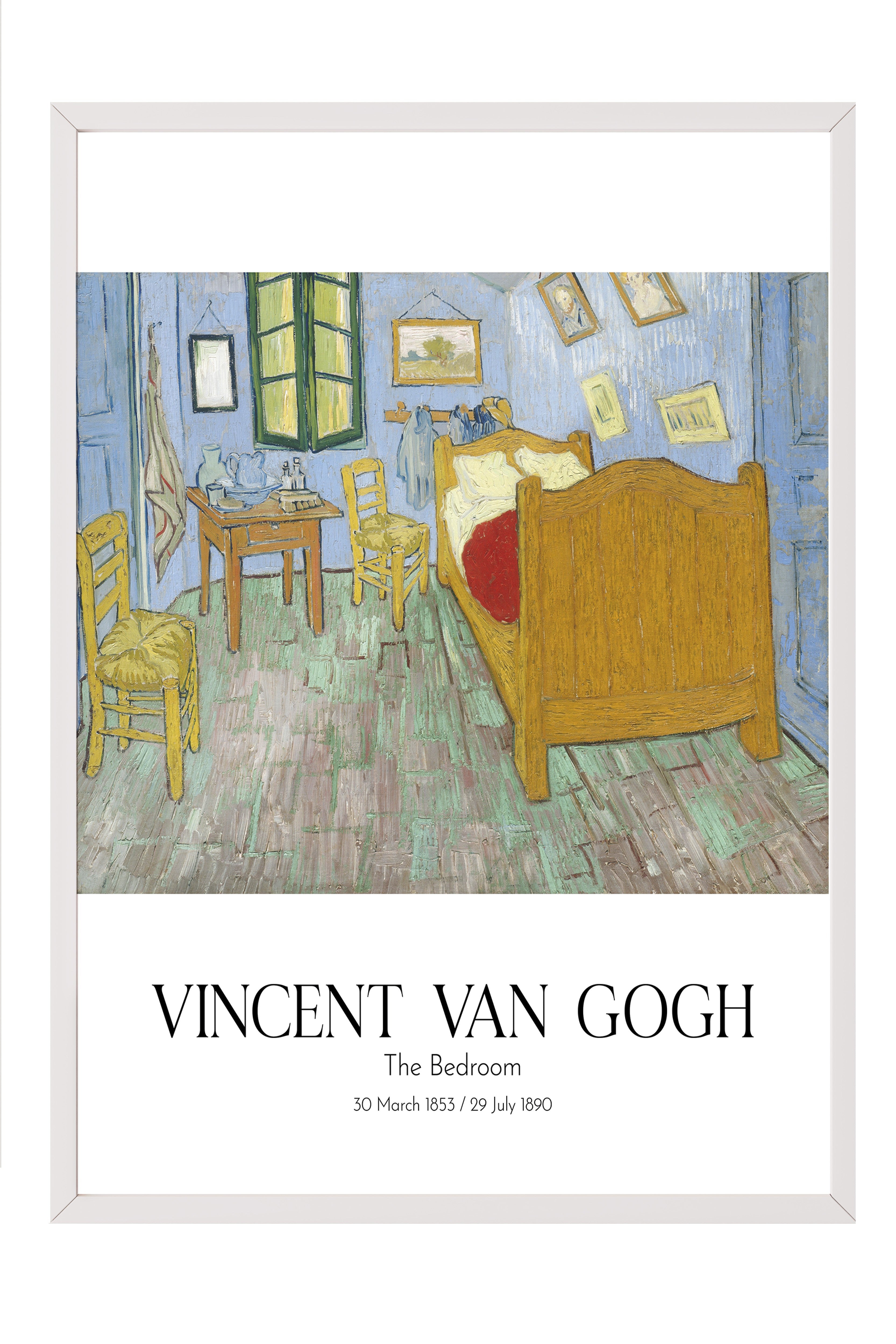 Vincent Van Gogh - The Bedroom, Beyaz Çerçeveli Tablo, Sanat Serisi NO:110621