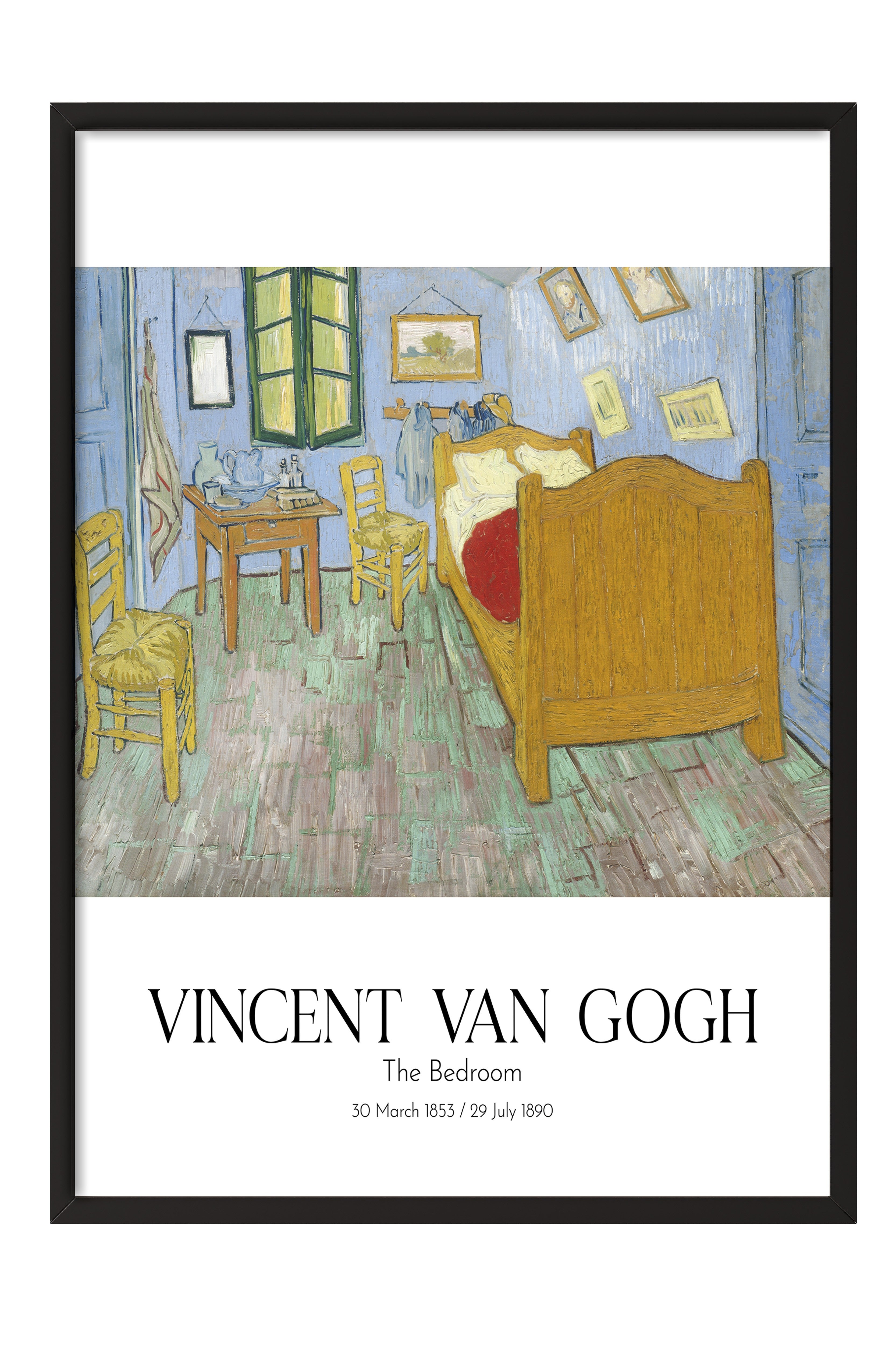 Vincent Van Gogh - The Bedroom, Siyah Çerçeveli Tablo, Sanat Serisi NO:110621