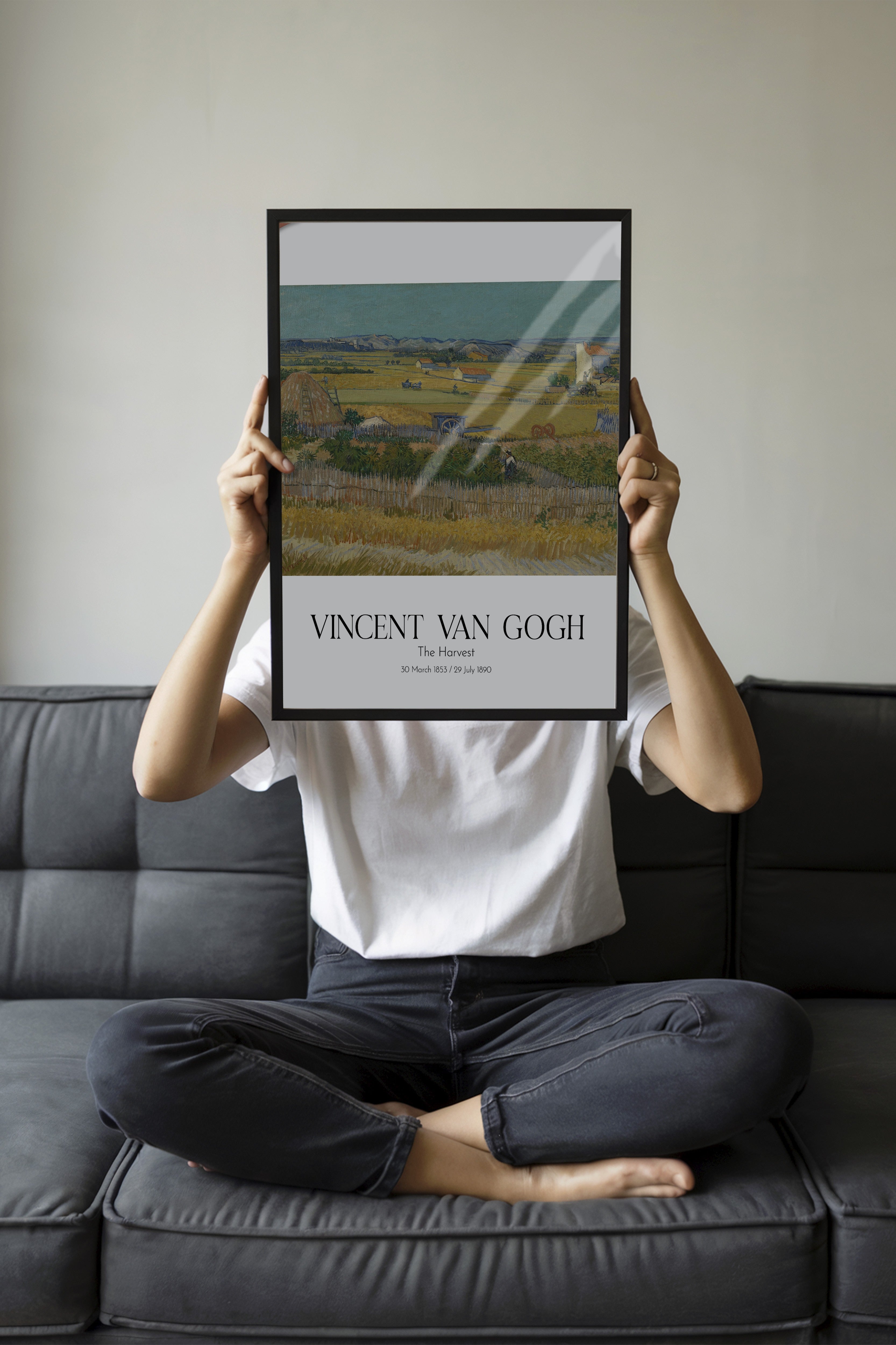 Vincent Van Gogh - The Harvest, Siyah Çerçeveli Tablo, Sanat Serisi NO:110623
