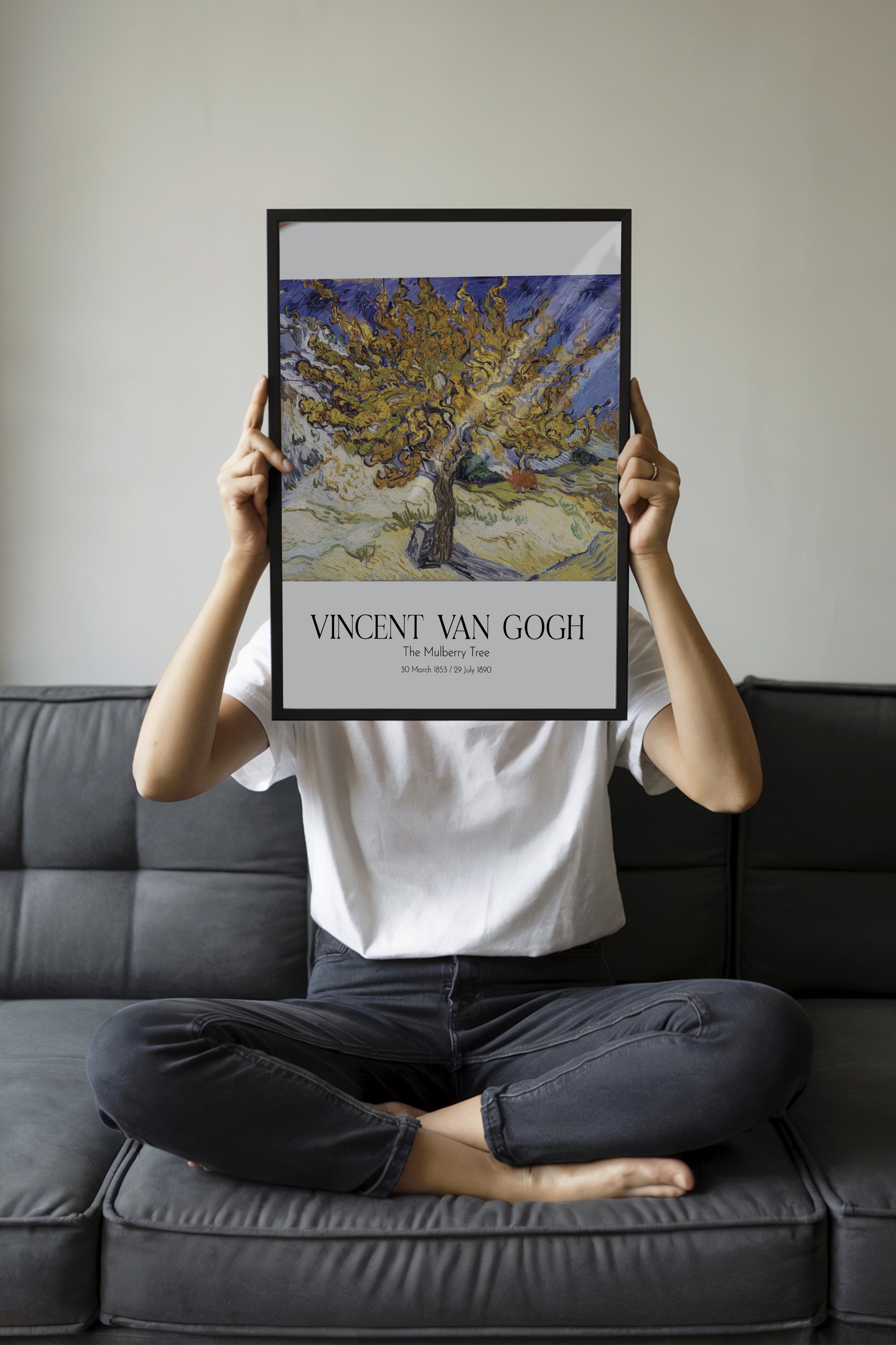 Vincent Van Gogh - The Mulberry Tree, Siyah Çerçeveli Tablo, Sanat Serisi NO:110600