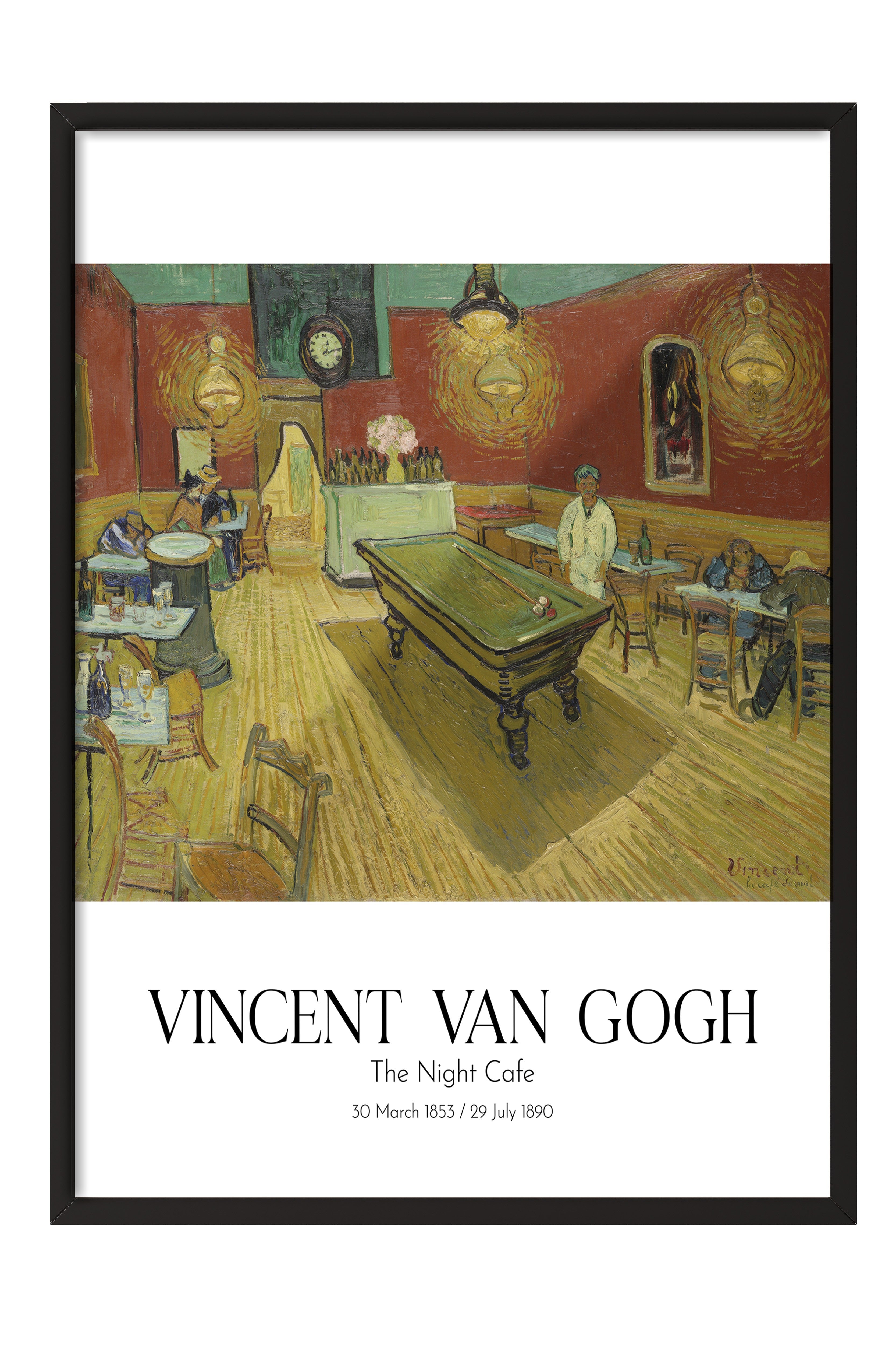 Vincent Van Gogh - The Night Cafe, Siyah Çerçeveli Tablo, Sanat Serisi NO:110603
