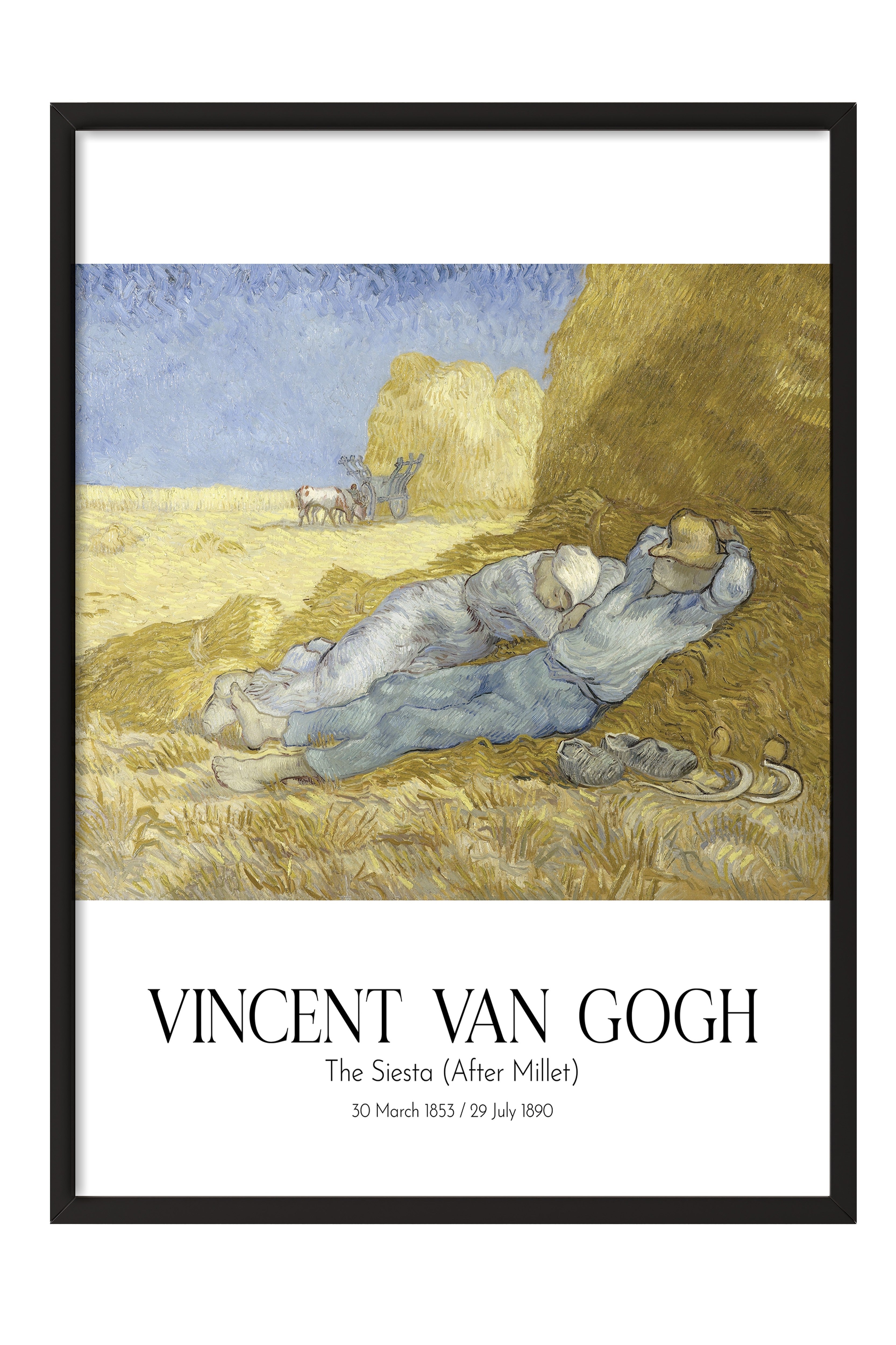 Vincent Van Gogh - The Siesta (After Millet), Siyah Çerçeveli Tablo, Sanat Serisi NO:110624