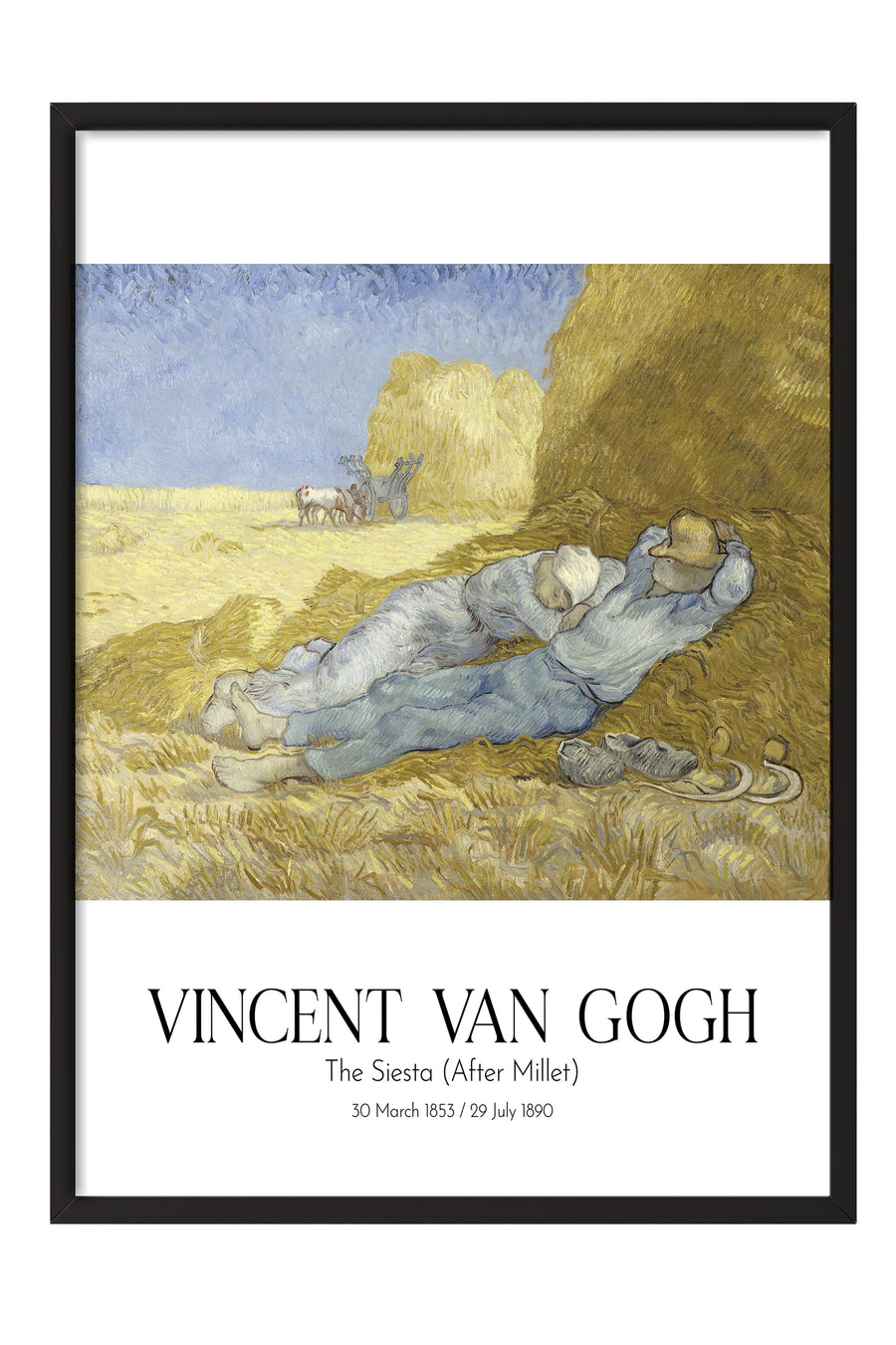 Vincent Van Gogh - The Siesta (After Millet), Siyah Çerçeveli Tablo, Sanat Serisi NO:110624