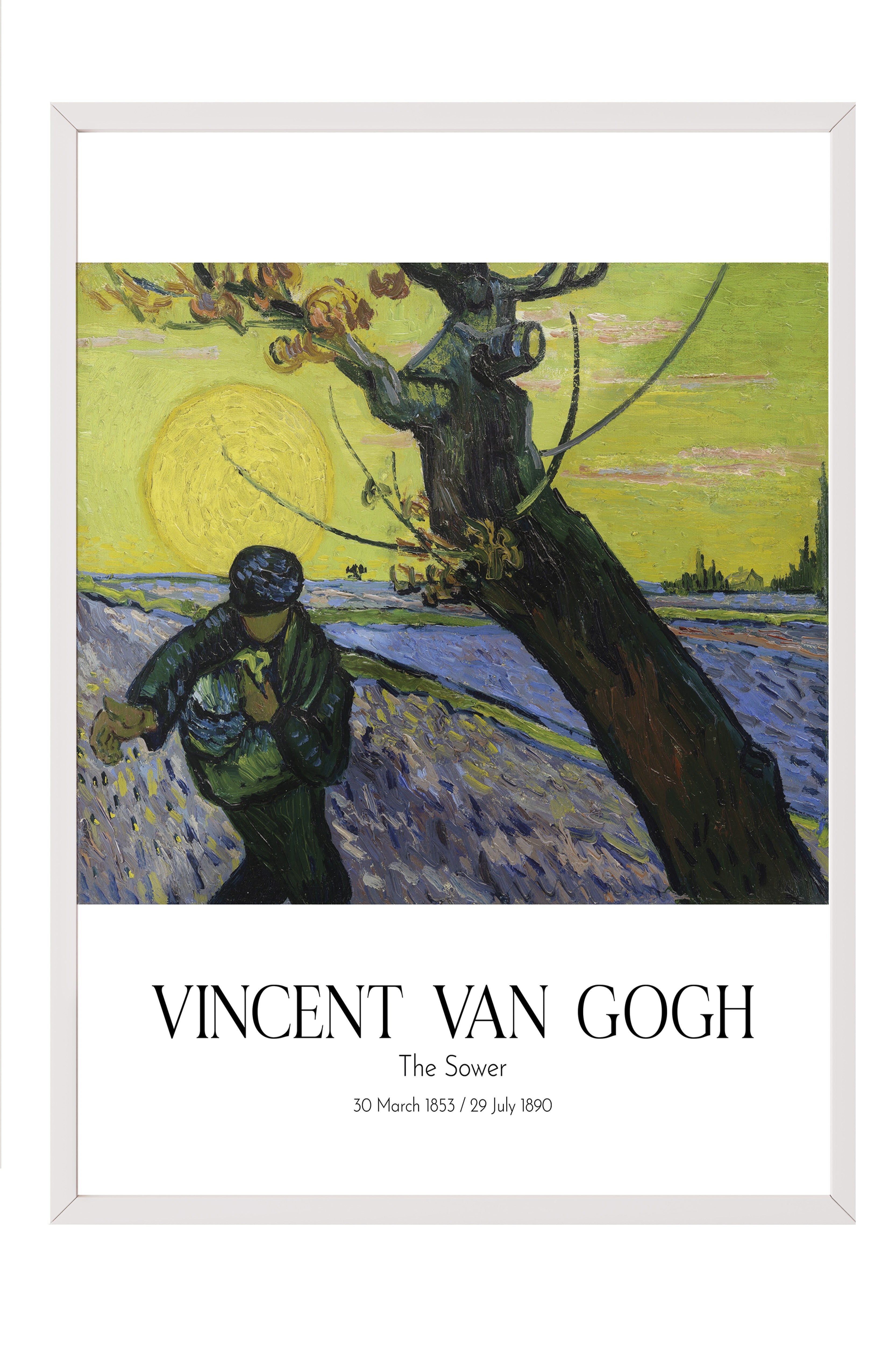 Vincent Van Gogh - The Sower, Beyaz Çerçeveli Tablo, Sanat Serisi NO:110625