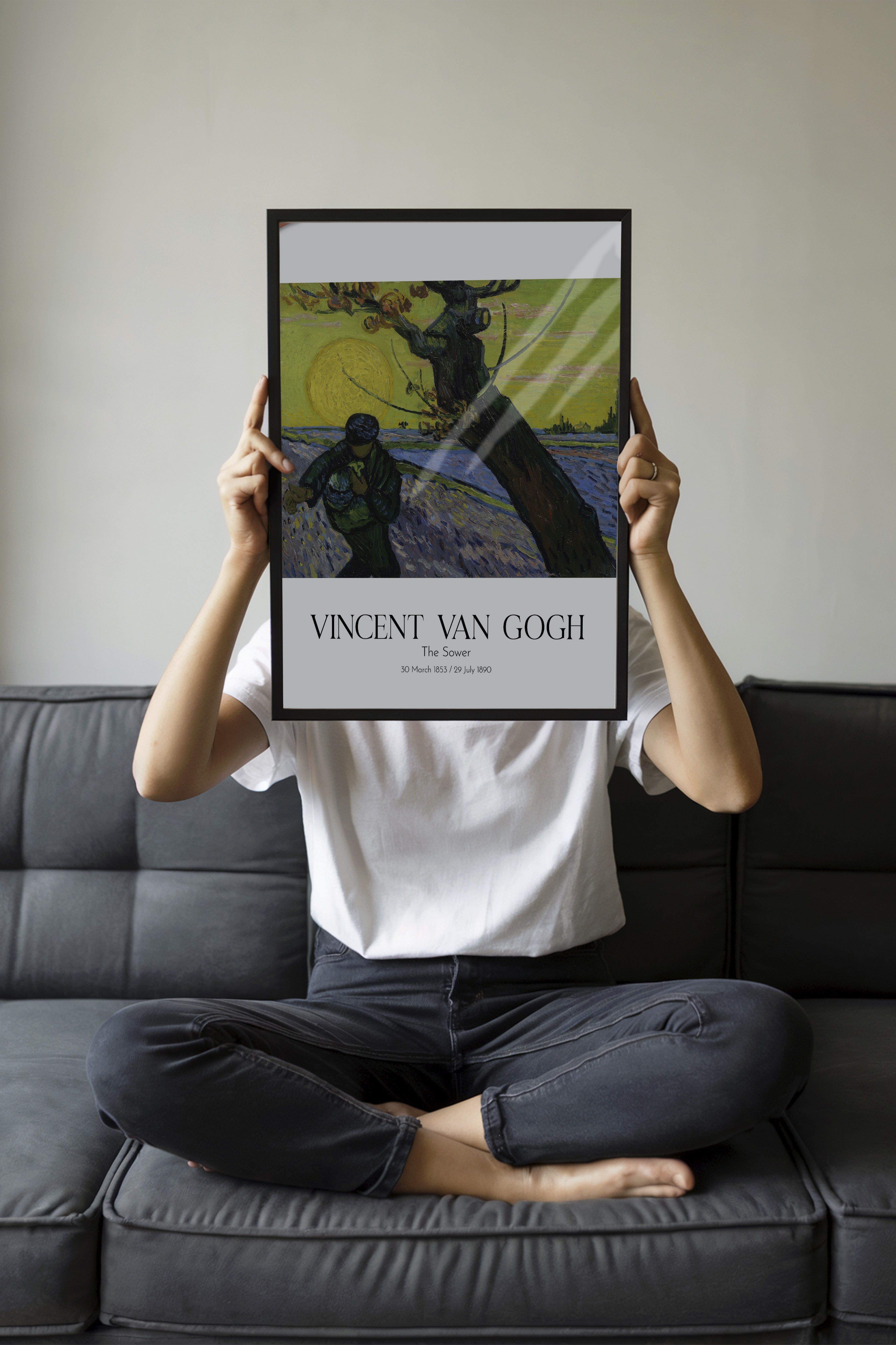 Vincent Van Gogh - The Sower, Siyah Çerçeveli Tablo, Sanat Serisi NO:110625