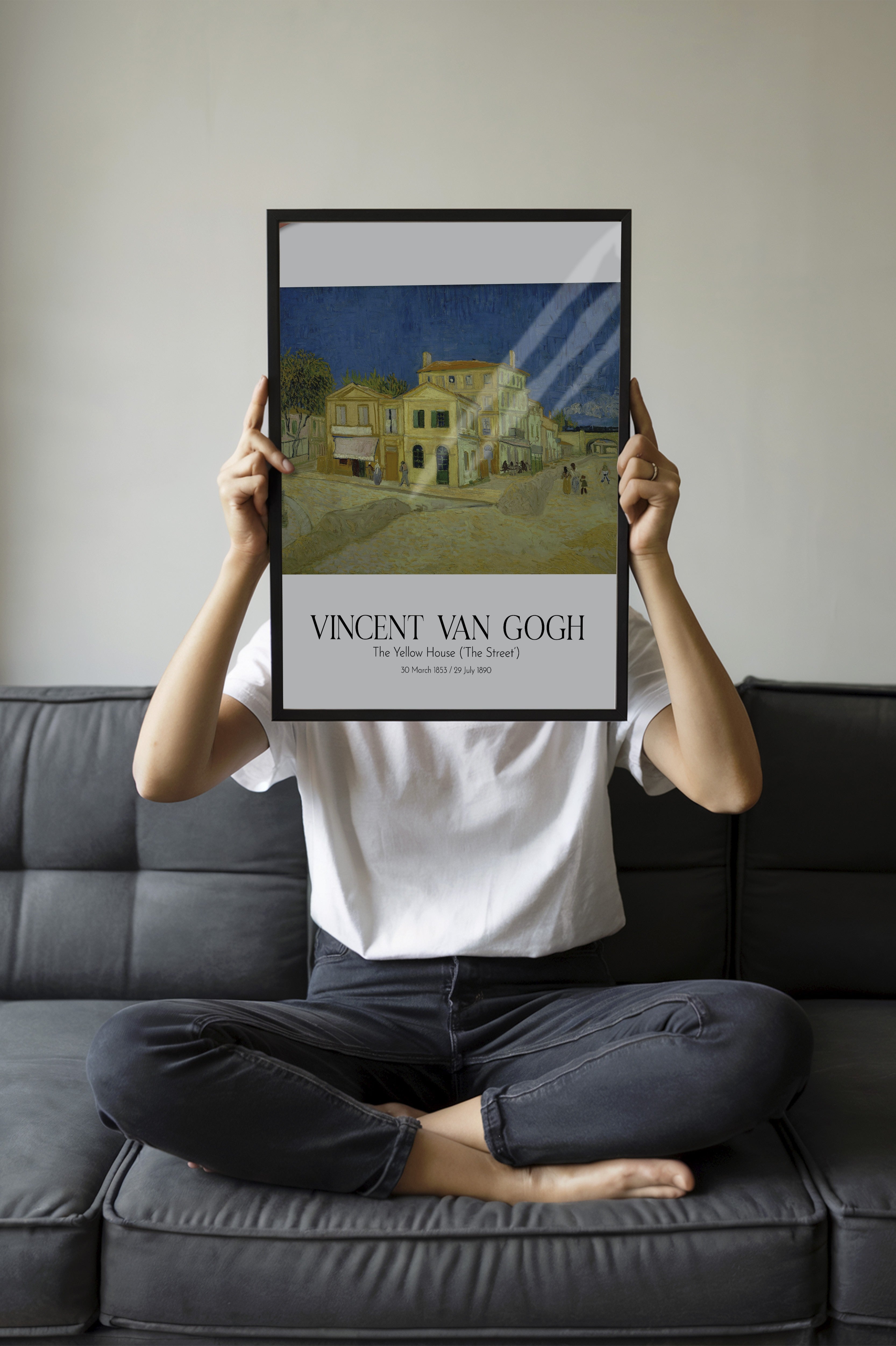 Vincent Van Gogh - The Yellow House (`The Street'), Siyah Çerçeveli Tablo, Sanat Serisi NO:110627