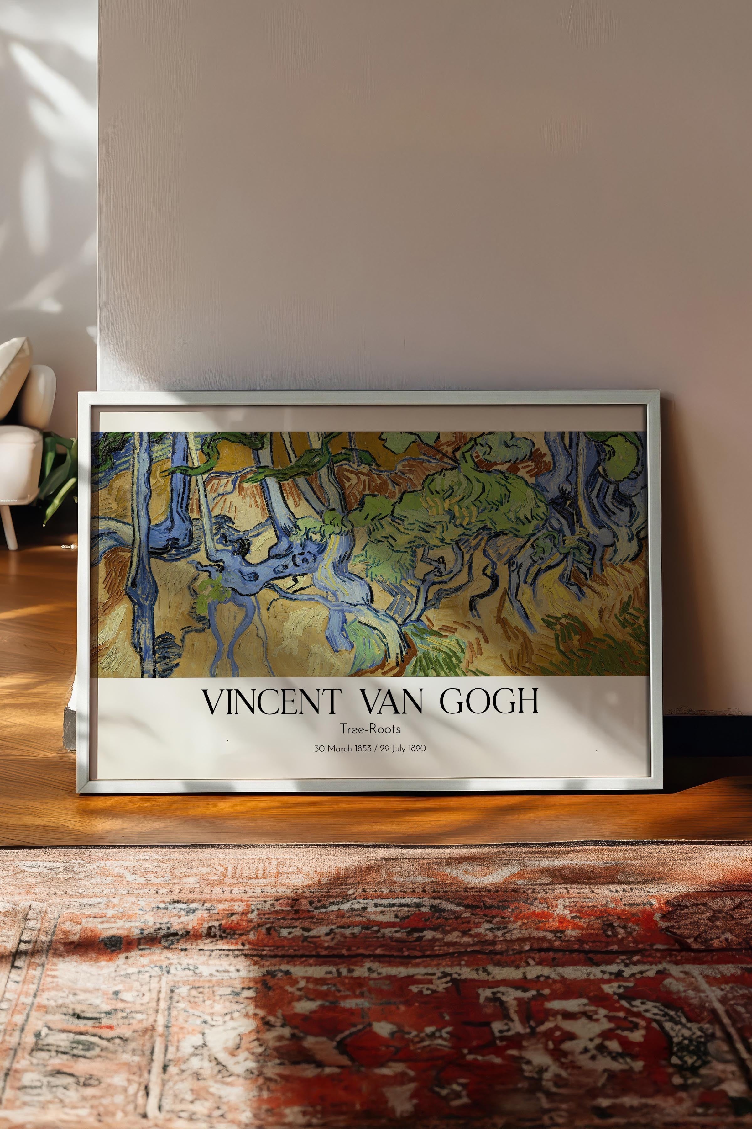 Vincent Van Gogh - Tree-Roots, Beyaz Çerçeveli Tablo, Sanat Serisi NO:110643
