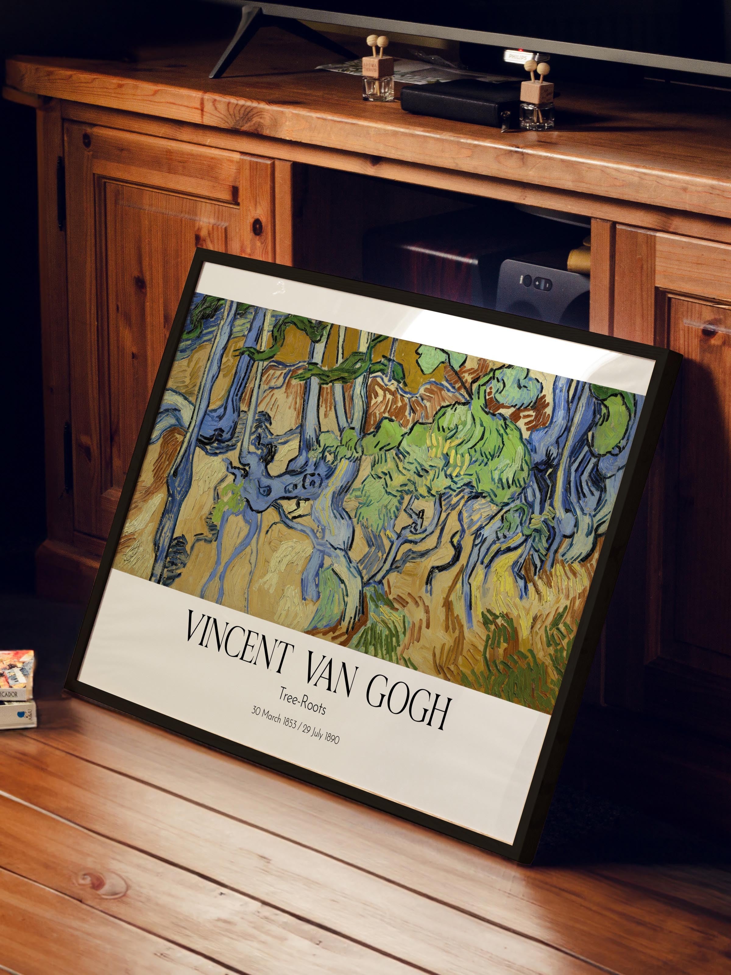 Vincent Van Gogh - Tree-Roots, Siyah Çerçeveli Tablo, Sanat Serisi NO:110643