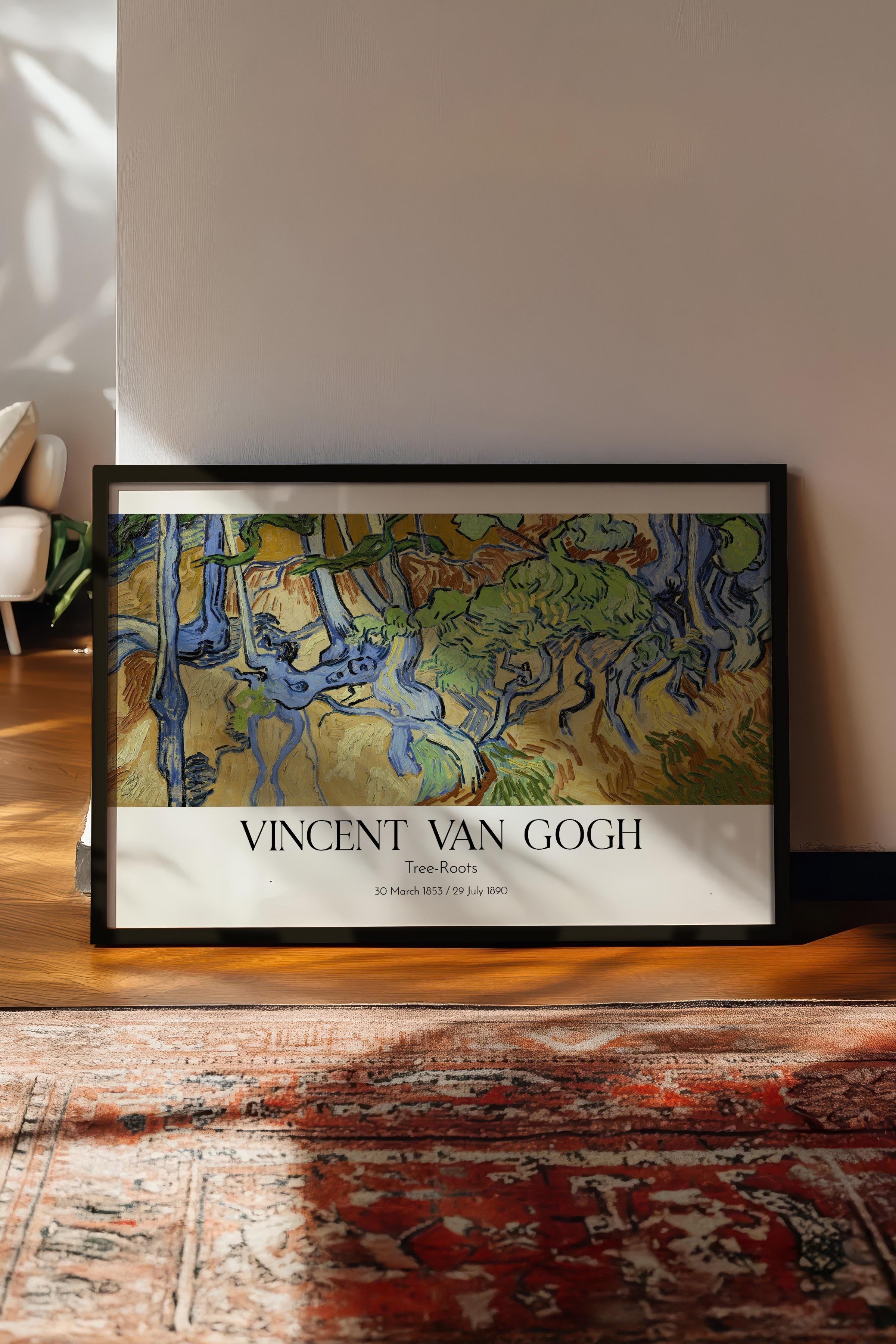 Vincent Van Gogh - Tree-Roots, Siyah Çerçeveli Tablo, Sanat Serisi NO:110643