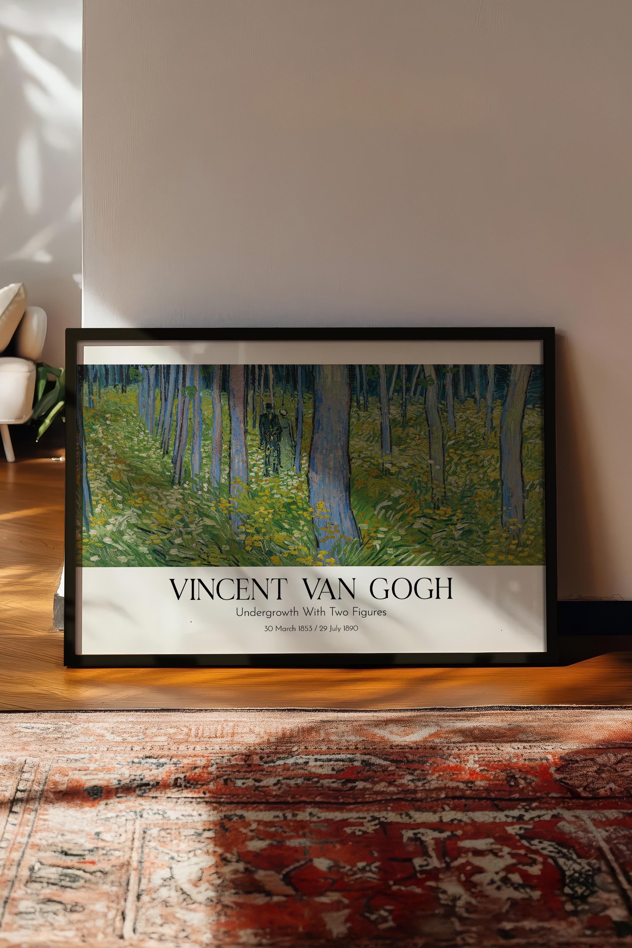 Vincent Van Gogh - Undergrowth With Two Figures, Siyah Çerçeveli Tablo, Sanat Serisi NO:110644