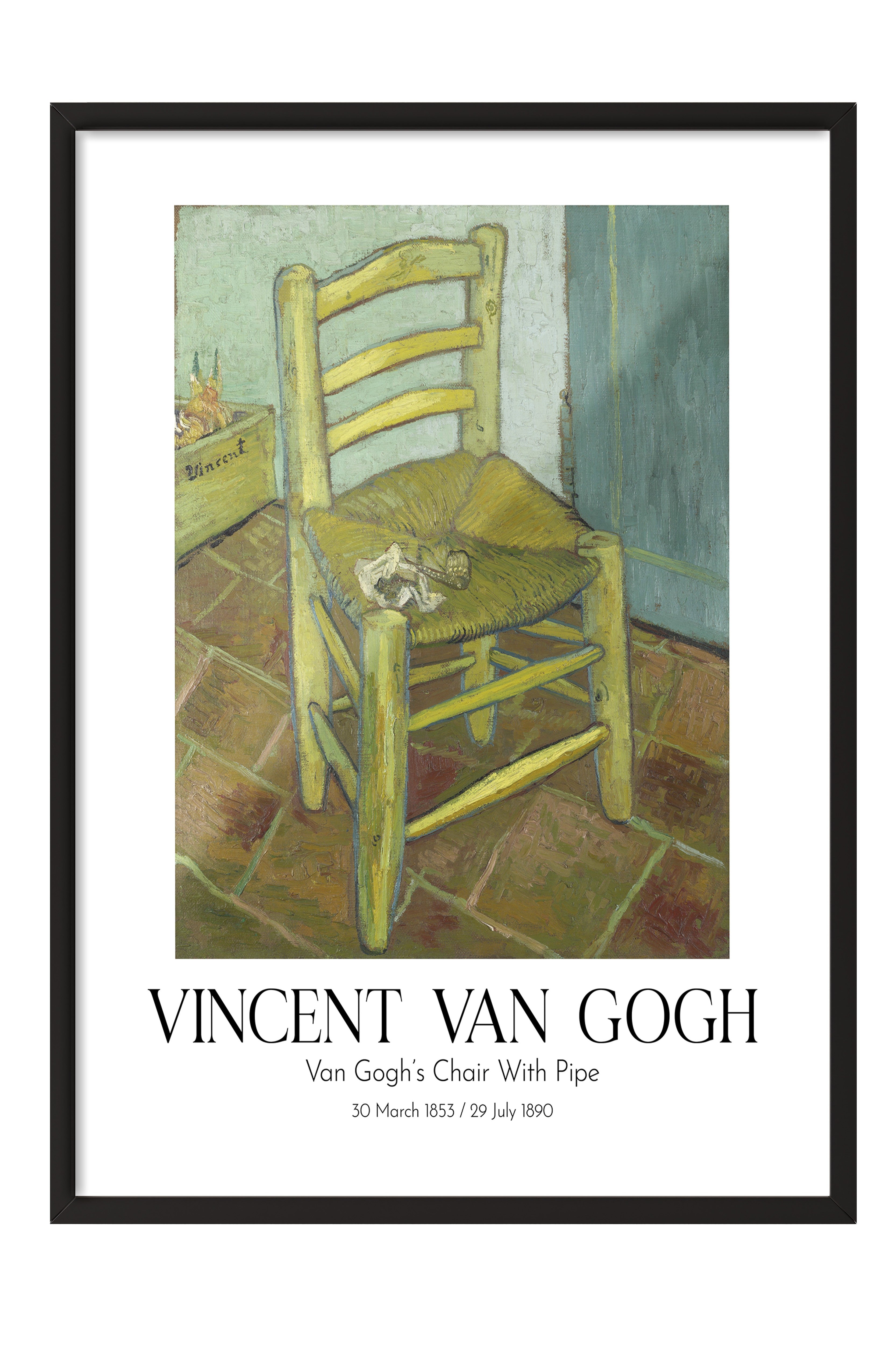 Vincent Van Gogh - Van Gogh'S Chair With Pipe, Siyah Çerçeveli Tablo, Sanat Serisi NO:110630