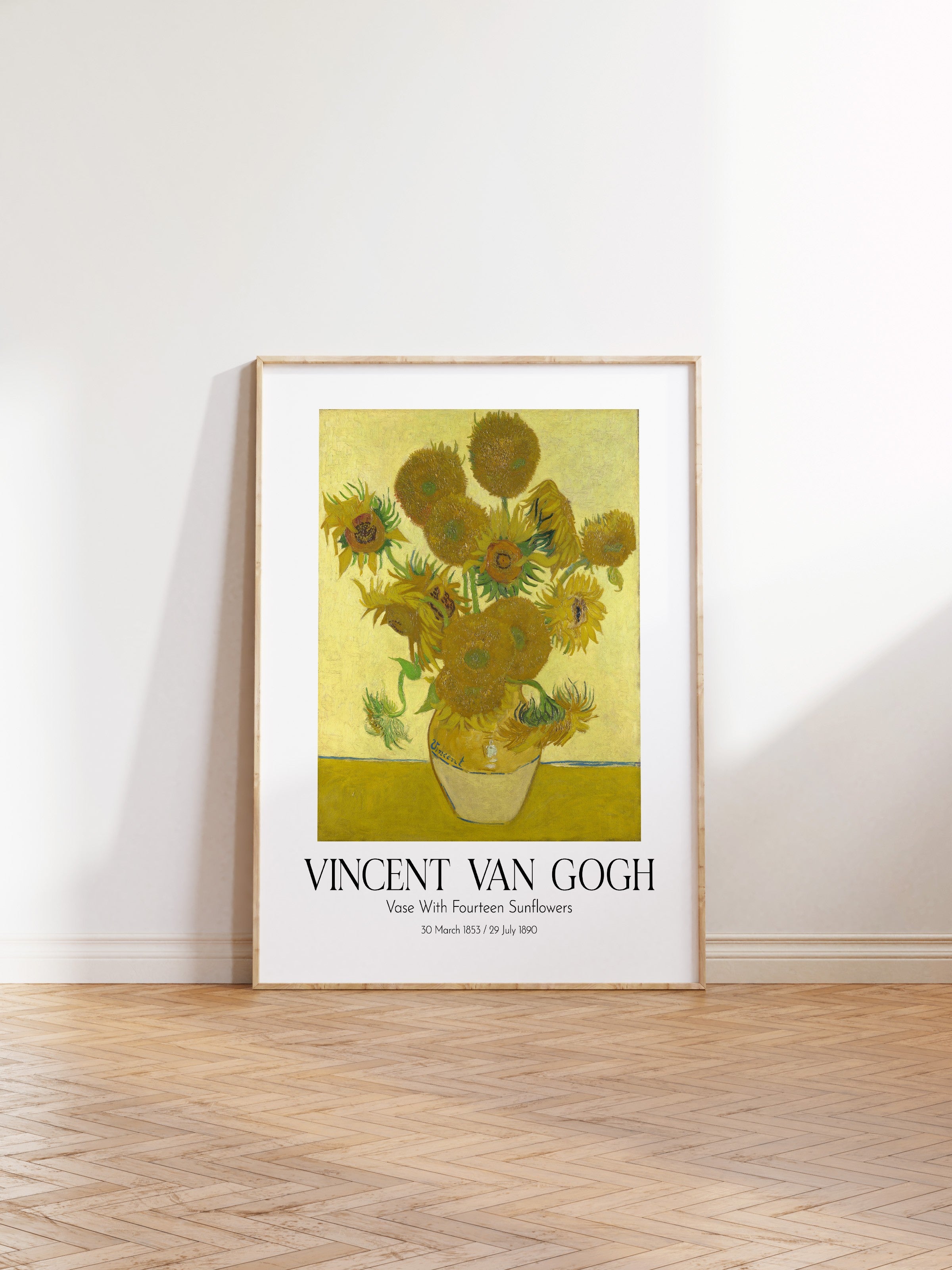 Vincent Van Gogh - Vase With Fourteen Sunflowers, Ahşap Çerçeveli Tablo, Sanat Serisi NO:110610