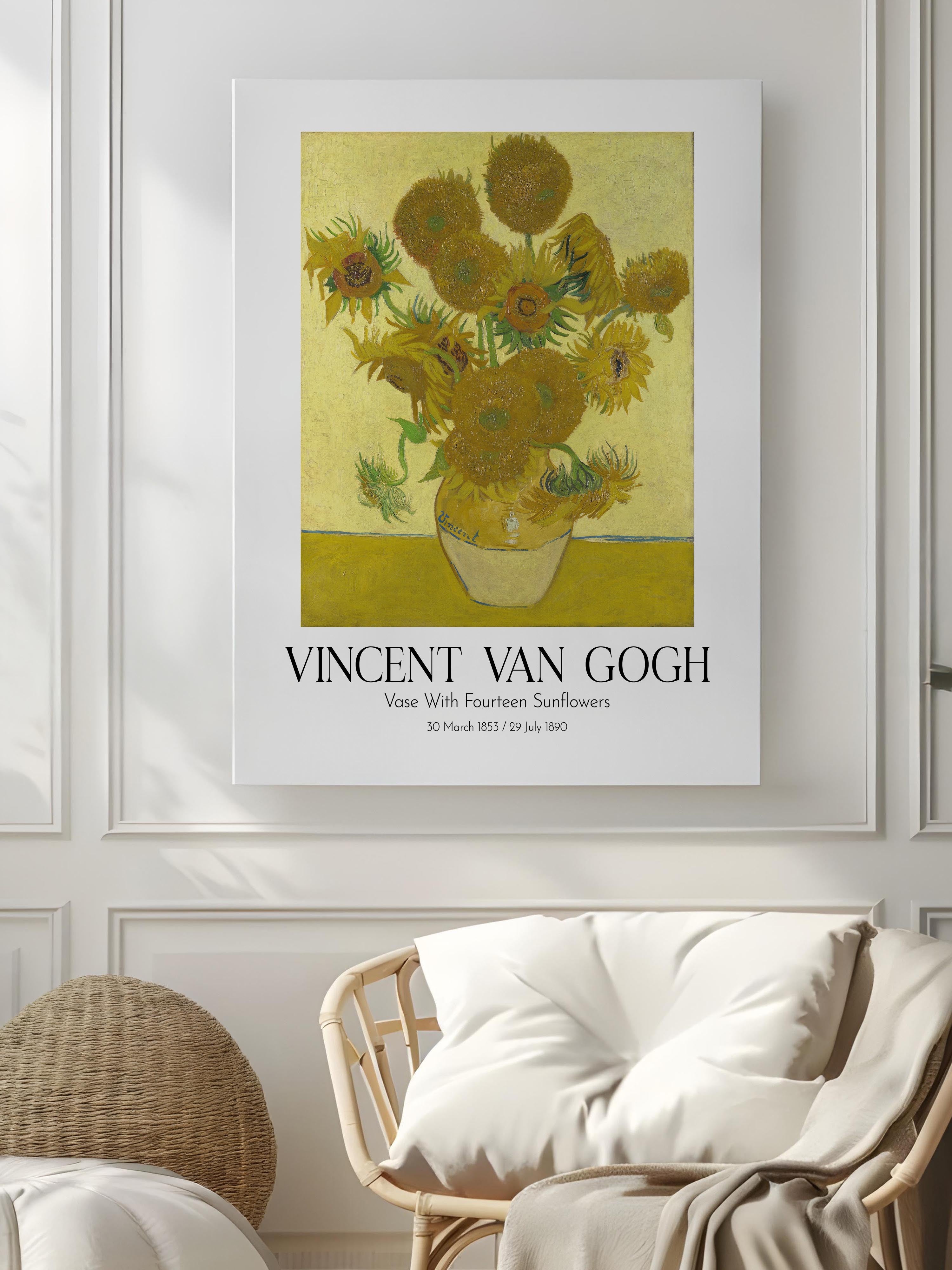 Vincent Van Gogh - Vase With Fourteen Sunflowers, Kanvas Tablo, Sanat Serisi NO:110610