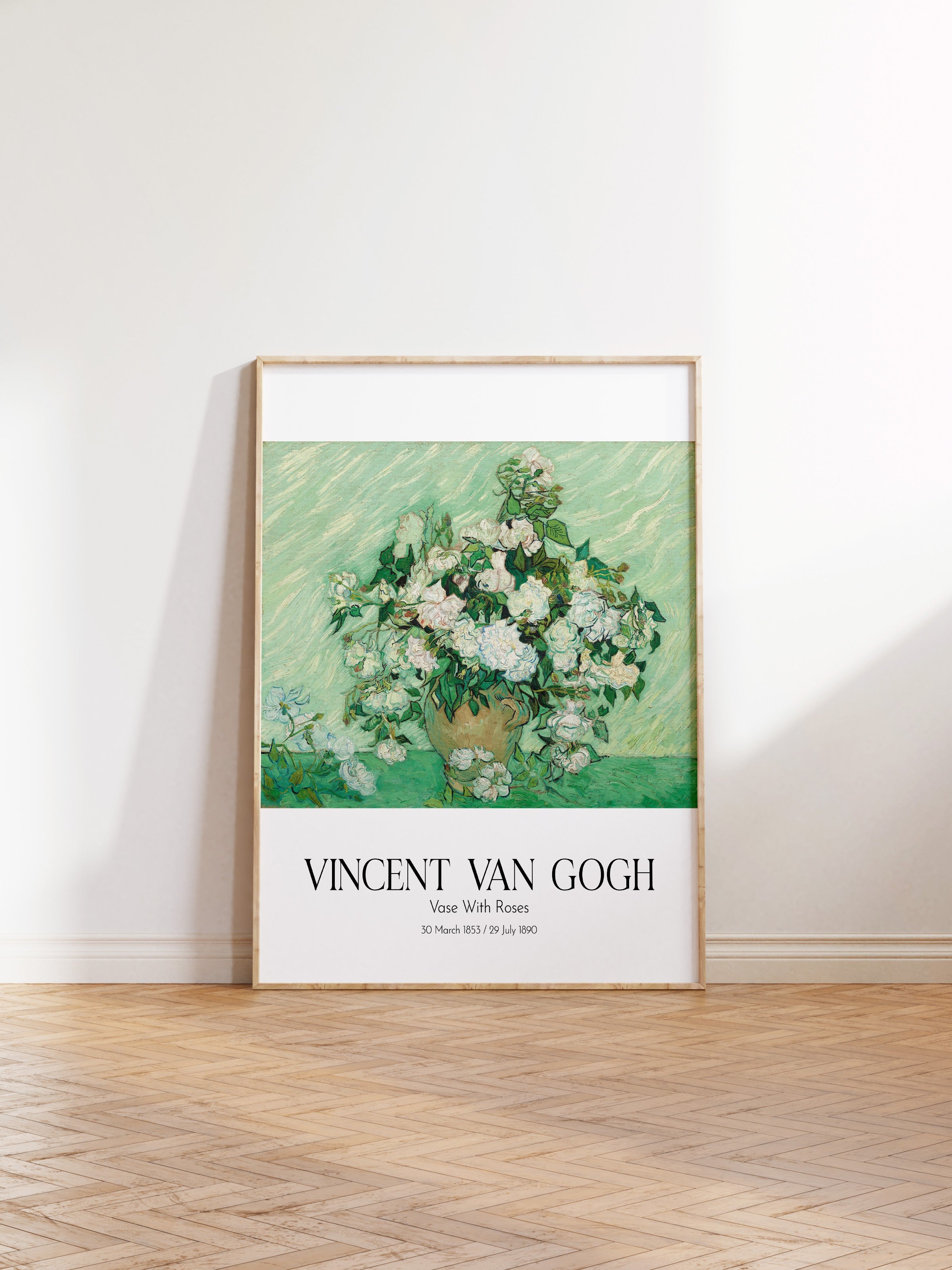 Vincent Van Gogh - Vase With Roses, Ahşap Çerçeveli Tablo, Sanat Serisi NO:110631