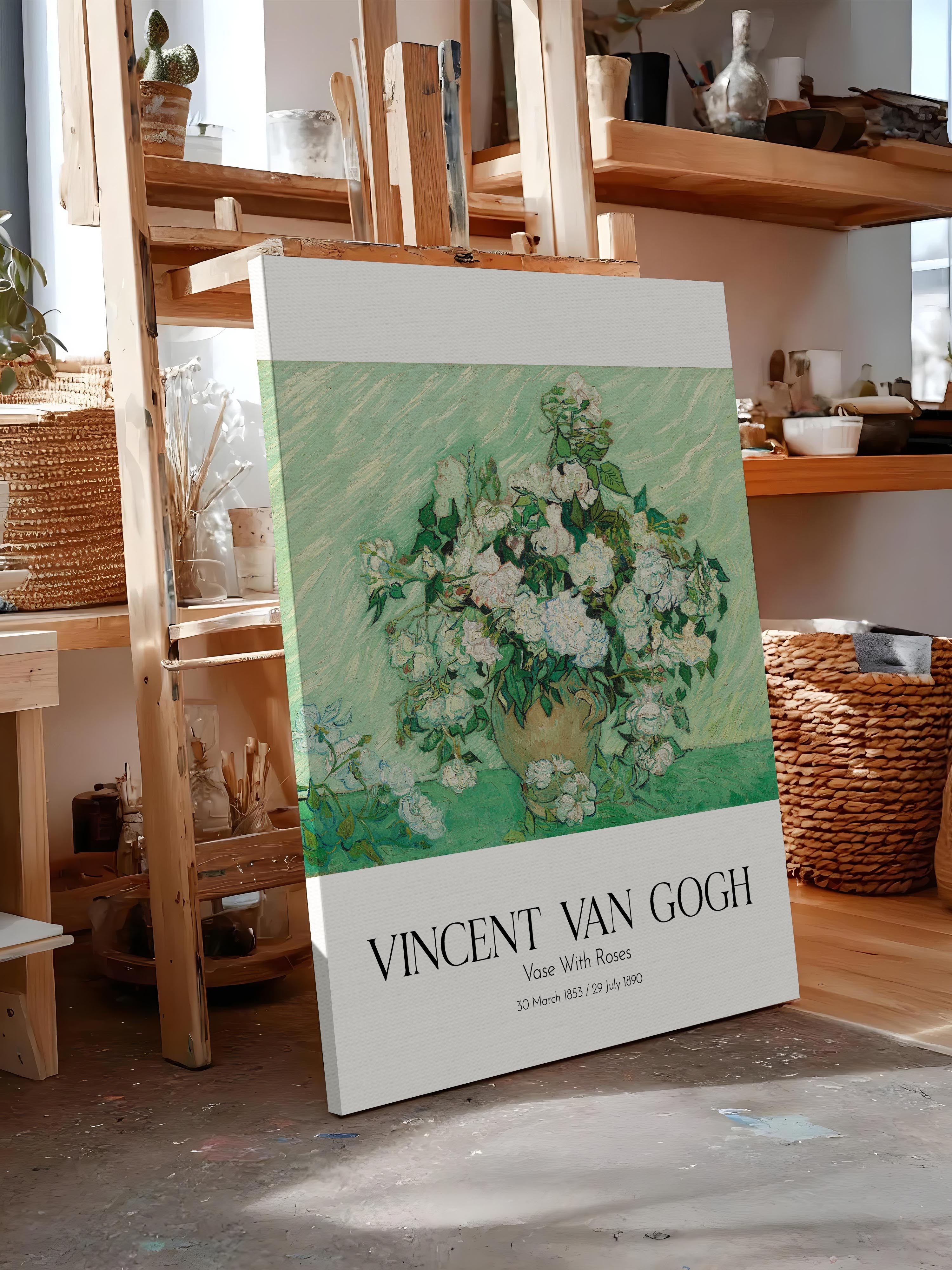 Vincent Van Gogh - Vase With Roses, Kanvas Tablo, Sanat Serisi NO:110631
