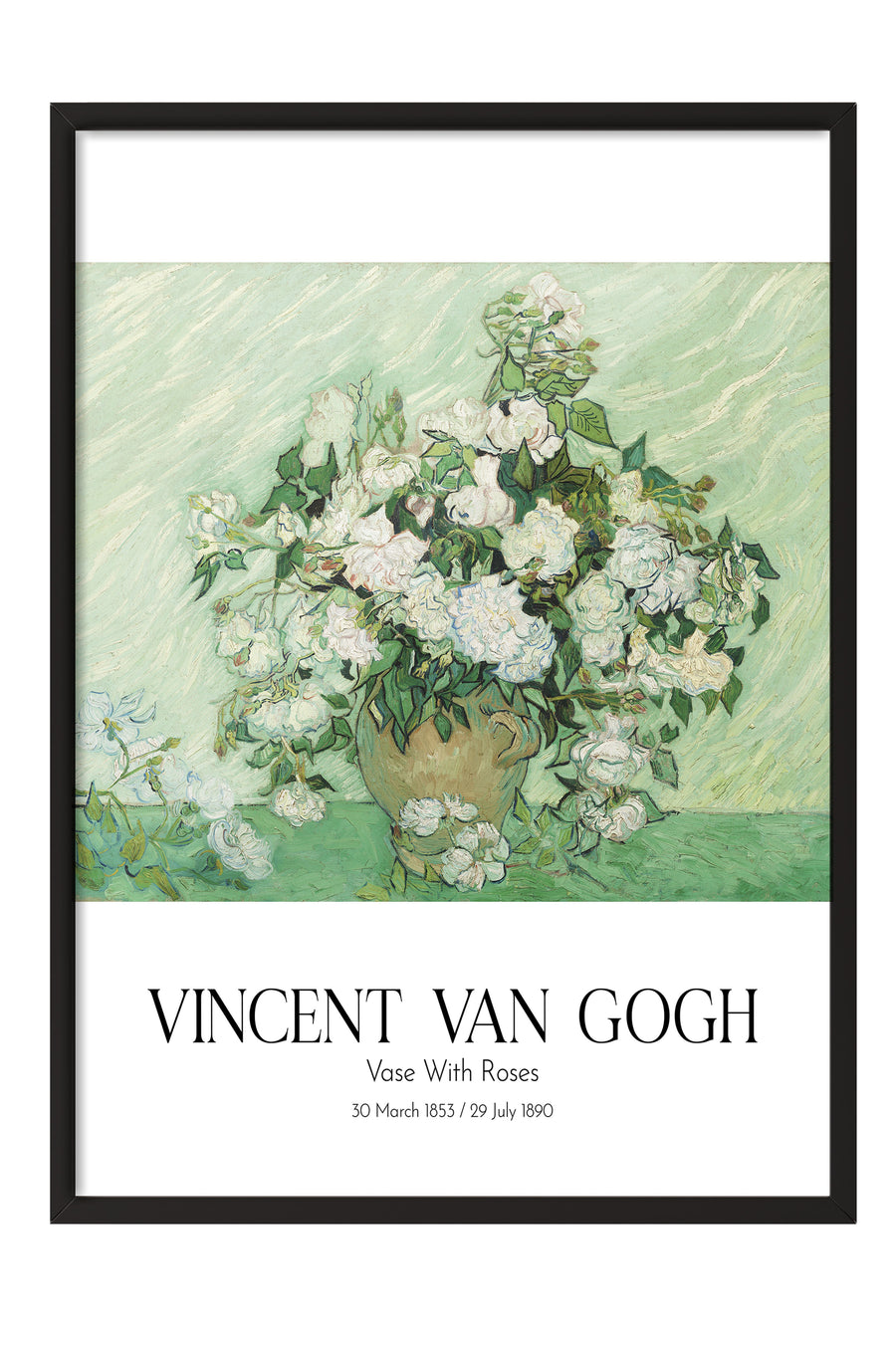 Vincent Van Gogh - Vase With Roses, Siyah Çerçeveli Tablo, Sanat Serisi NO:110631