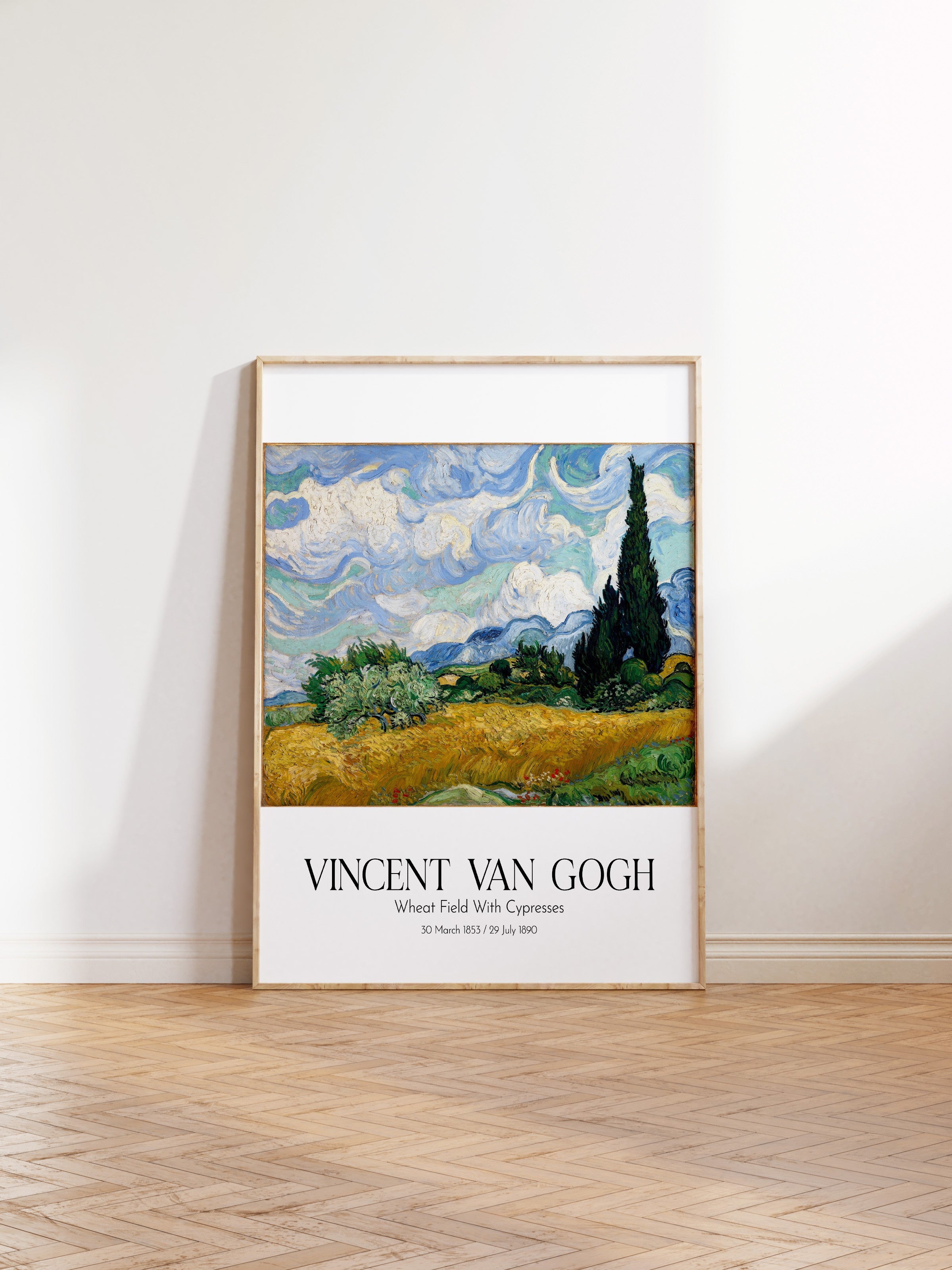 Vincent Van Gogh - Wheat Field With Cypresses, Ahşap Çerçeveli Tablo, Sanat Serisi NO:110601