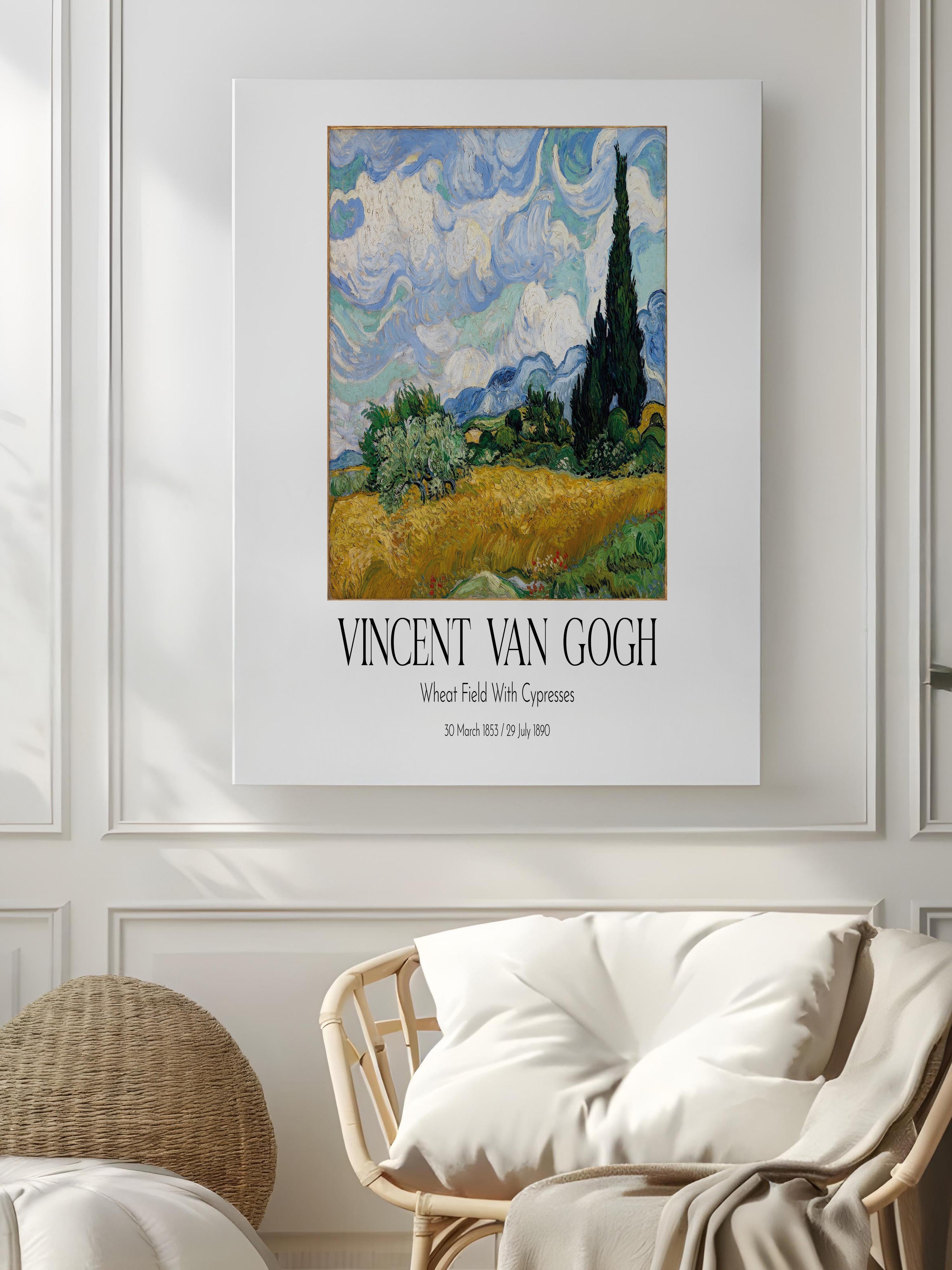 Vincent Van Gogh - Wheat Field With Cypresses, Kanvas Tablo, Sanat Serisi NO:110633