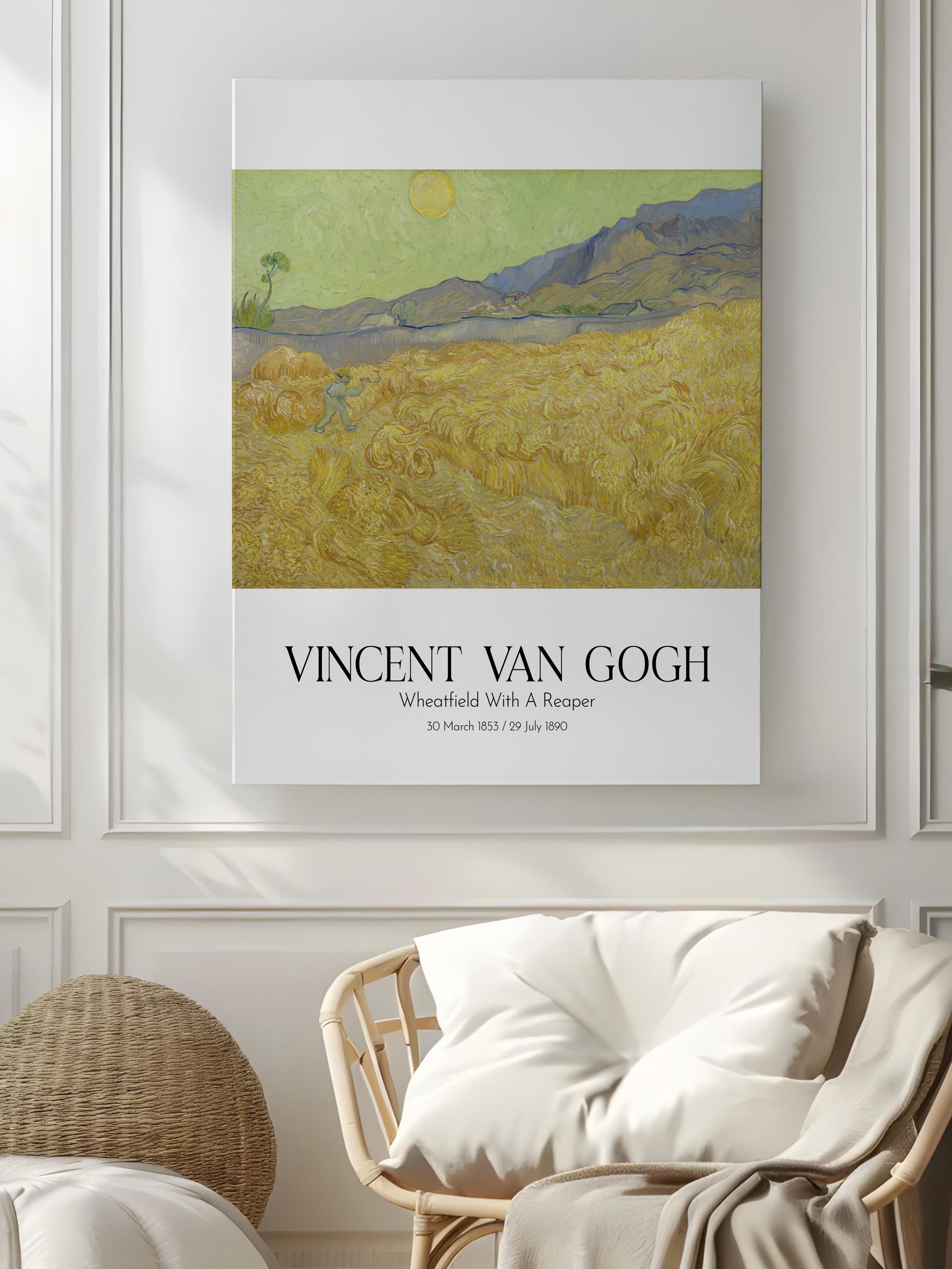 Vincent Van Gogh - Wheatfield With A Reaper, Kanvas Tablo, Sanat Serisi NO:110632