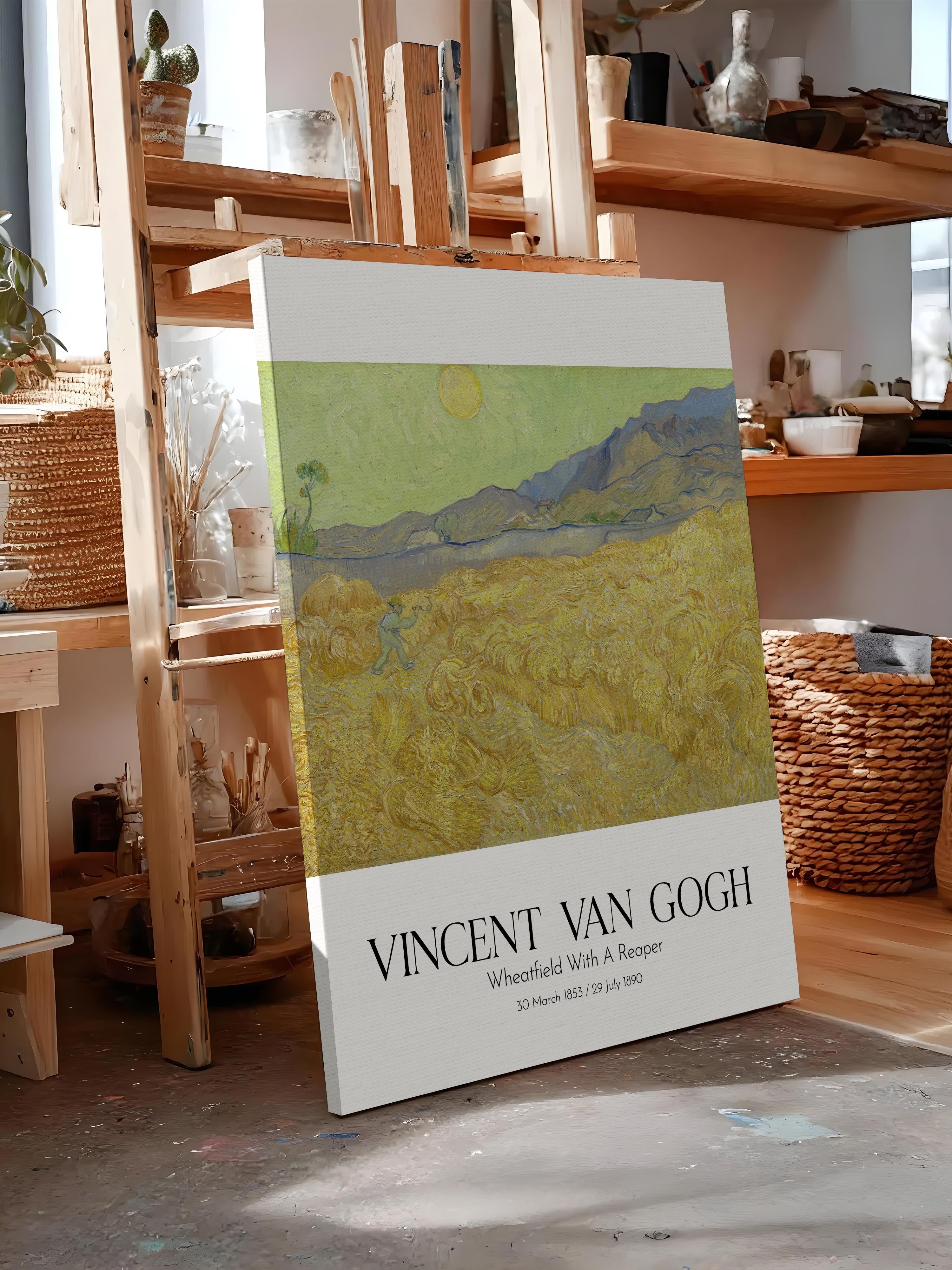 Vincent Van Gogh - Wheatfield With A Reaper, Kanvas Tablo, Sanat Serisi NO:110632