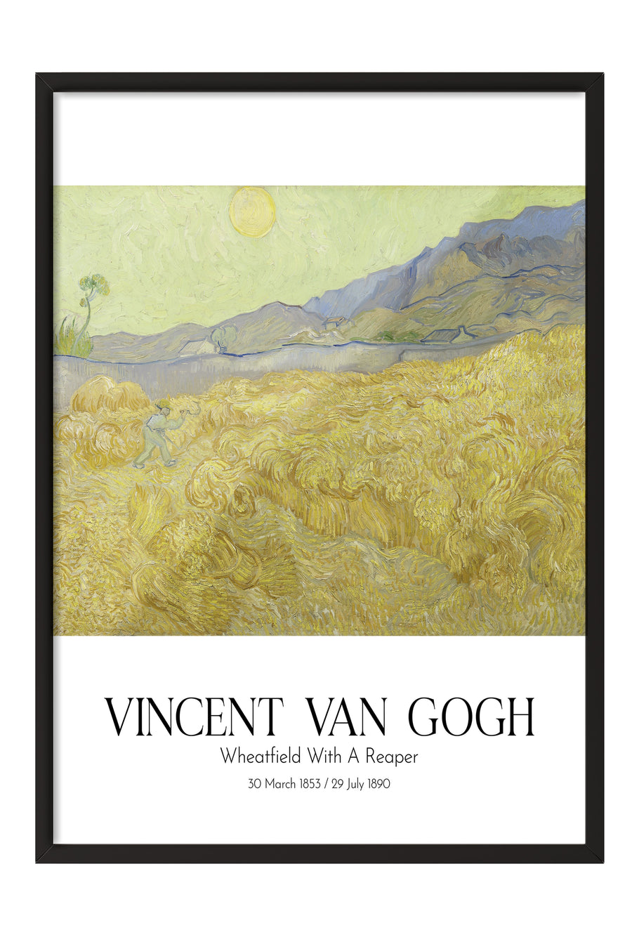 Vincent Van Gogh - Wheatfield With A Reaper, Siyah Çerçeveli Tablo, Sanat Serisi NO:110632