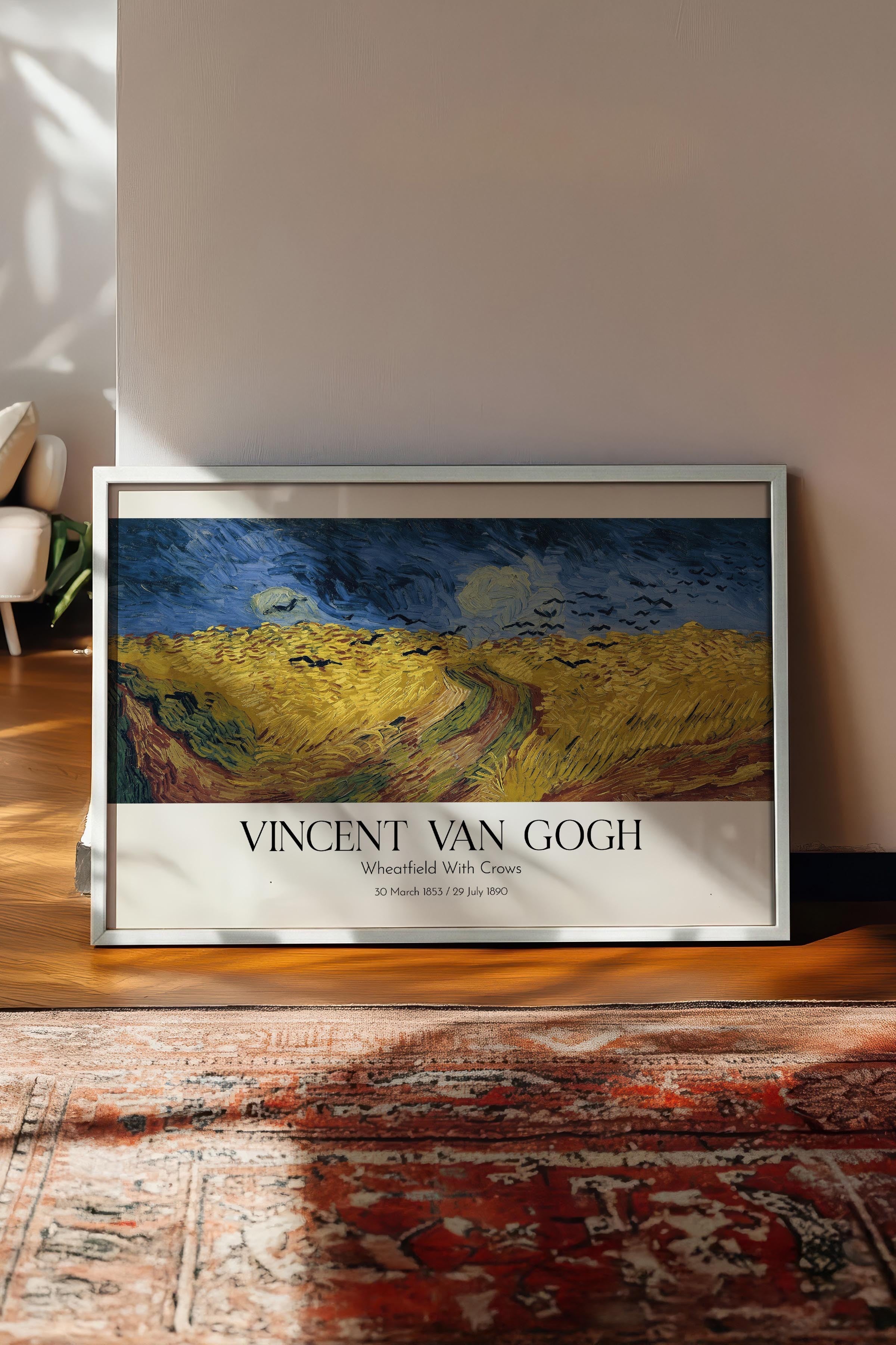 Vincent Van Gogh - Wheatfield With Crows, Beyaz Çerçeveli Tablo, Sanat Serisi NO:110645