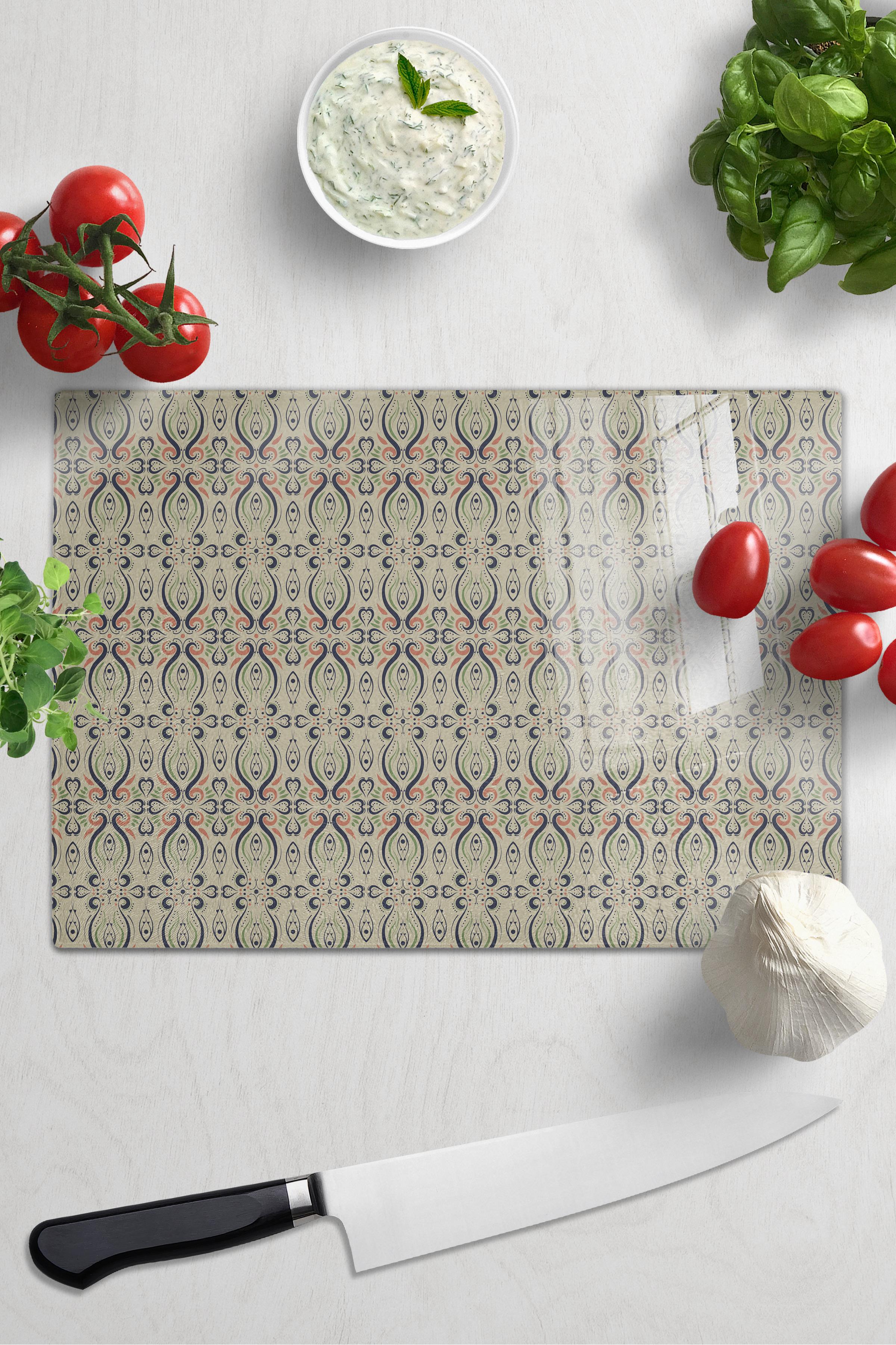 Vintage Cam Kesme Tahtası, Kalın Ve Kırılmaz Cam, Doğrama Tahtası, Mutfak Sunum Tahtası - 21*30cm