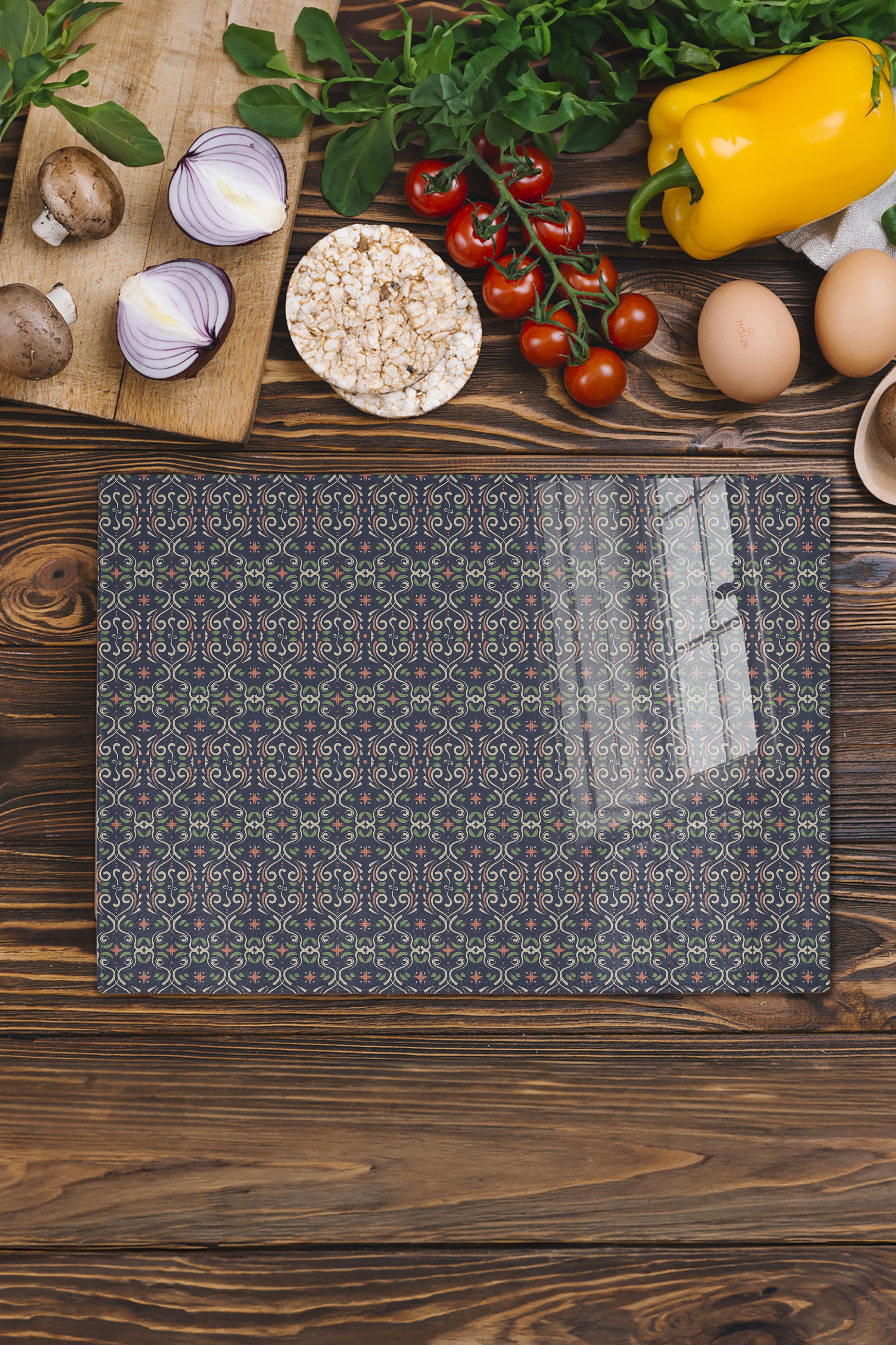 Vintage Cam Kesme Tahtası, Kalın Ve Kırılmaz Cam, Doğrama Tahtası, Mutfak Sunum Tahtası - 21*30cm