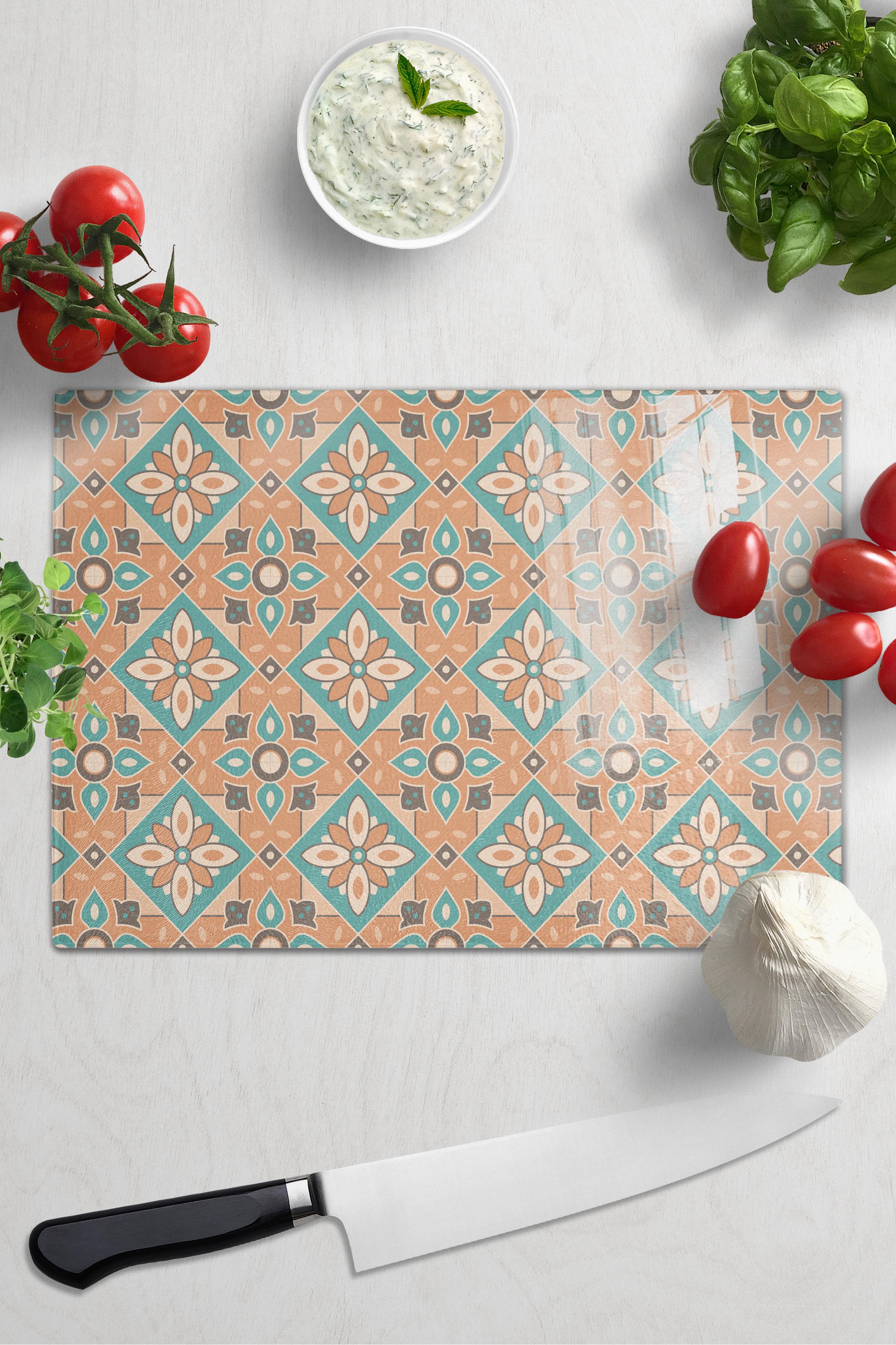 Vintage Cam Kesme Tahtası, Kalın Ve Kırılmaz Cam, Doğrama Tahtası, Mutfak Sunum Tahtası - 21*30cm