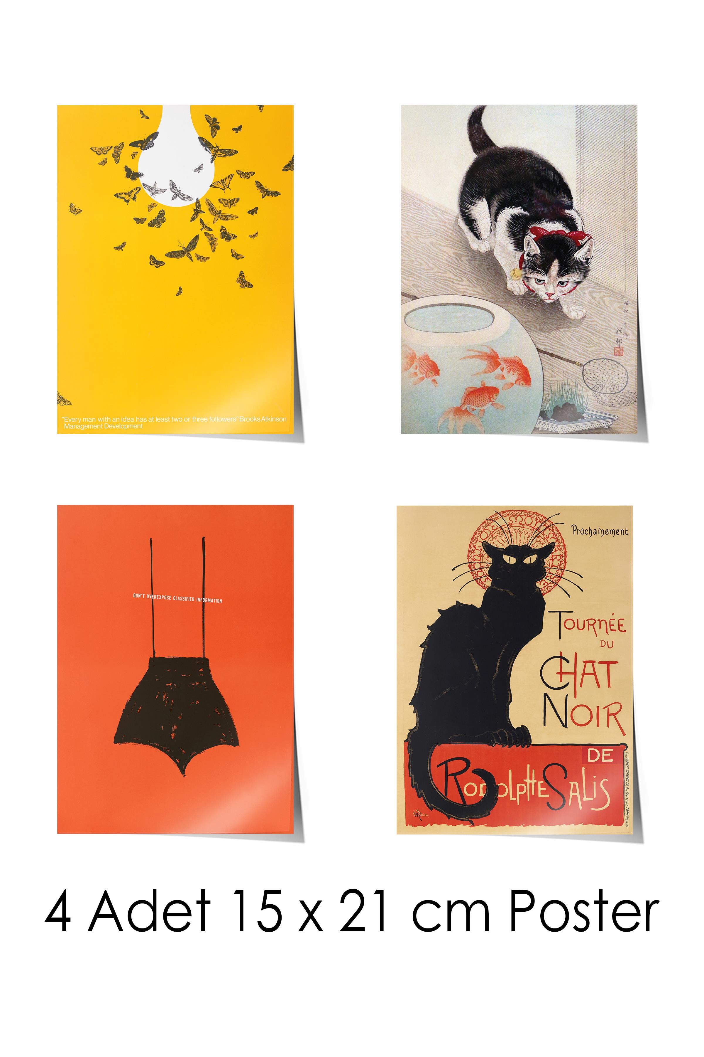 Vintage Duvar Poster Seti - 17 Adet Vintage Poster - Ev ve Ofis Duvar Tablosu - Çerçevesiz Poster