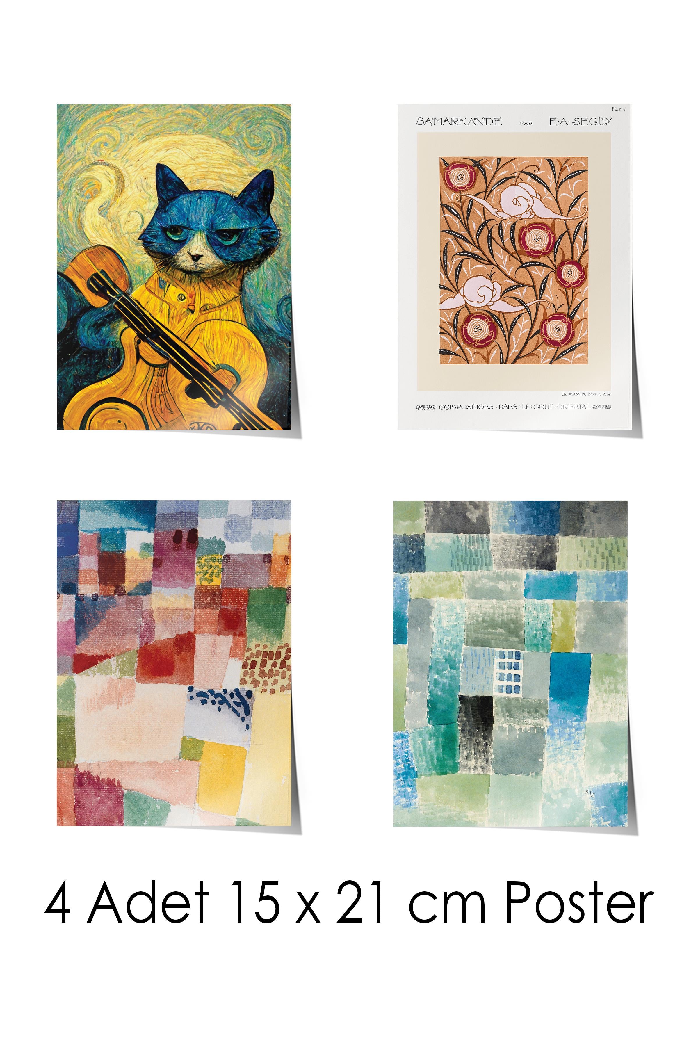 Vintage Duvar Poster Seti - 17 Adet Vintage Poster - Ev ve Ofis Duvar Tablosu - Çerçevesiz Poster