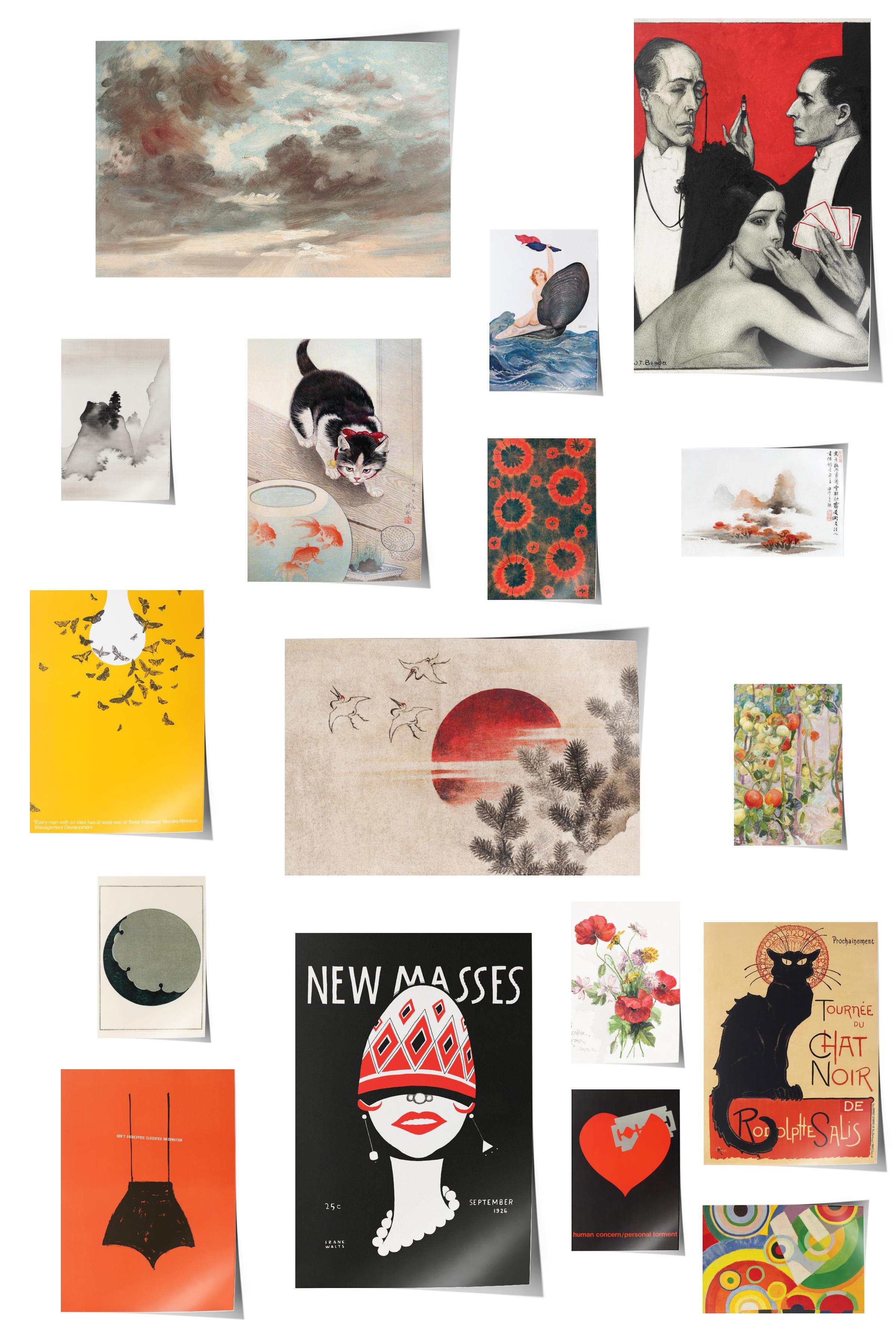 Vintage Duvar Poster Seti - 17 Adet Vintage Poster - Ev ve Ofis Duvar Tablosu - Çerçevesiz Poster