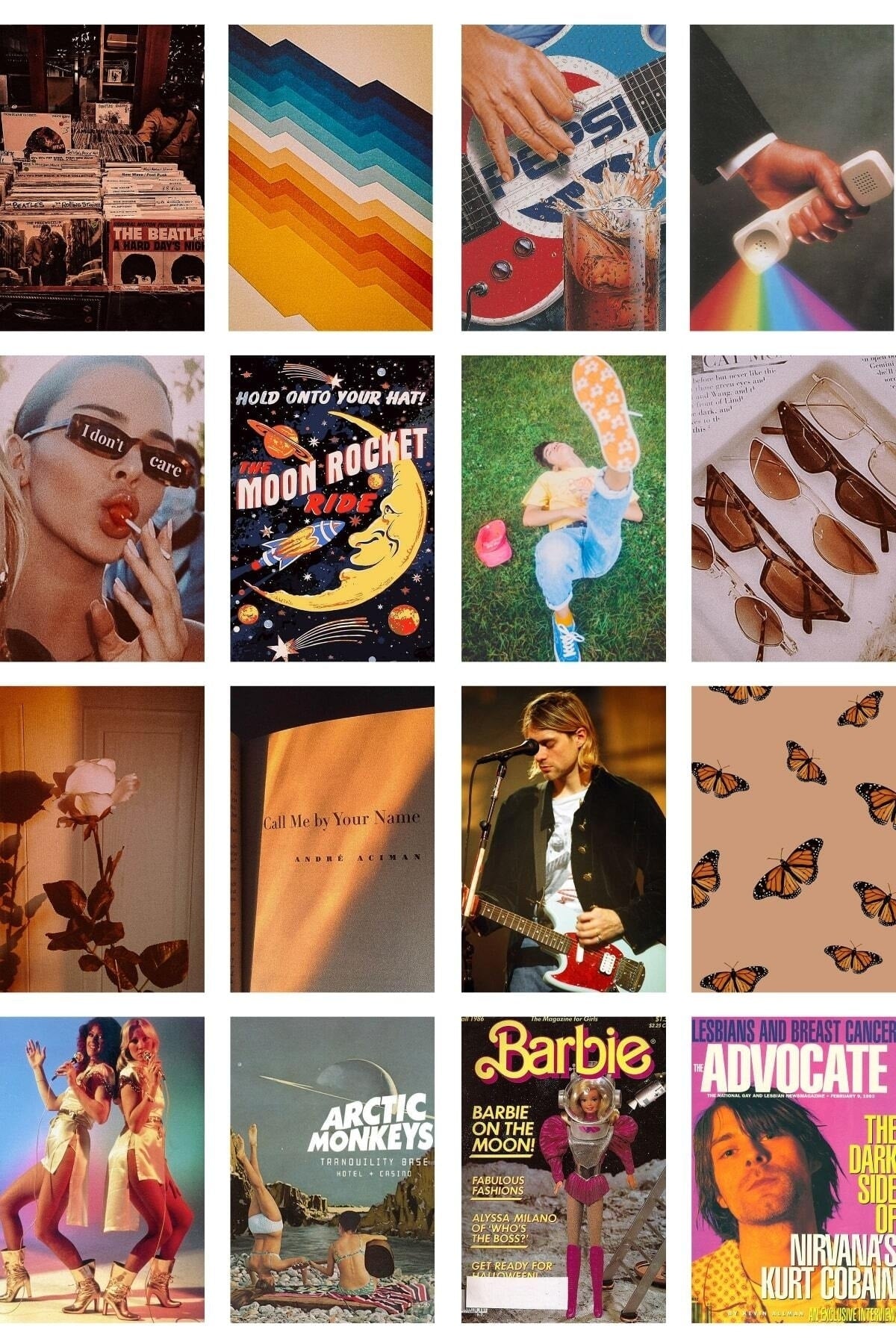 Vintage Duvar Posteri Kolaj Set - 80 Adet - Arkası Yapışkanlı - Vintage Poster Seti - 10cm*15cm