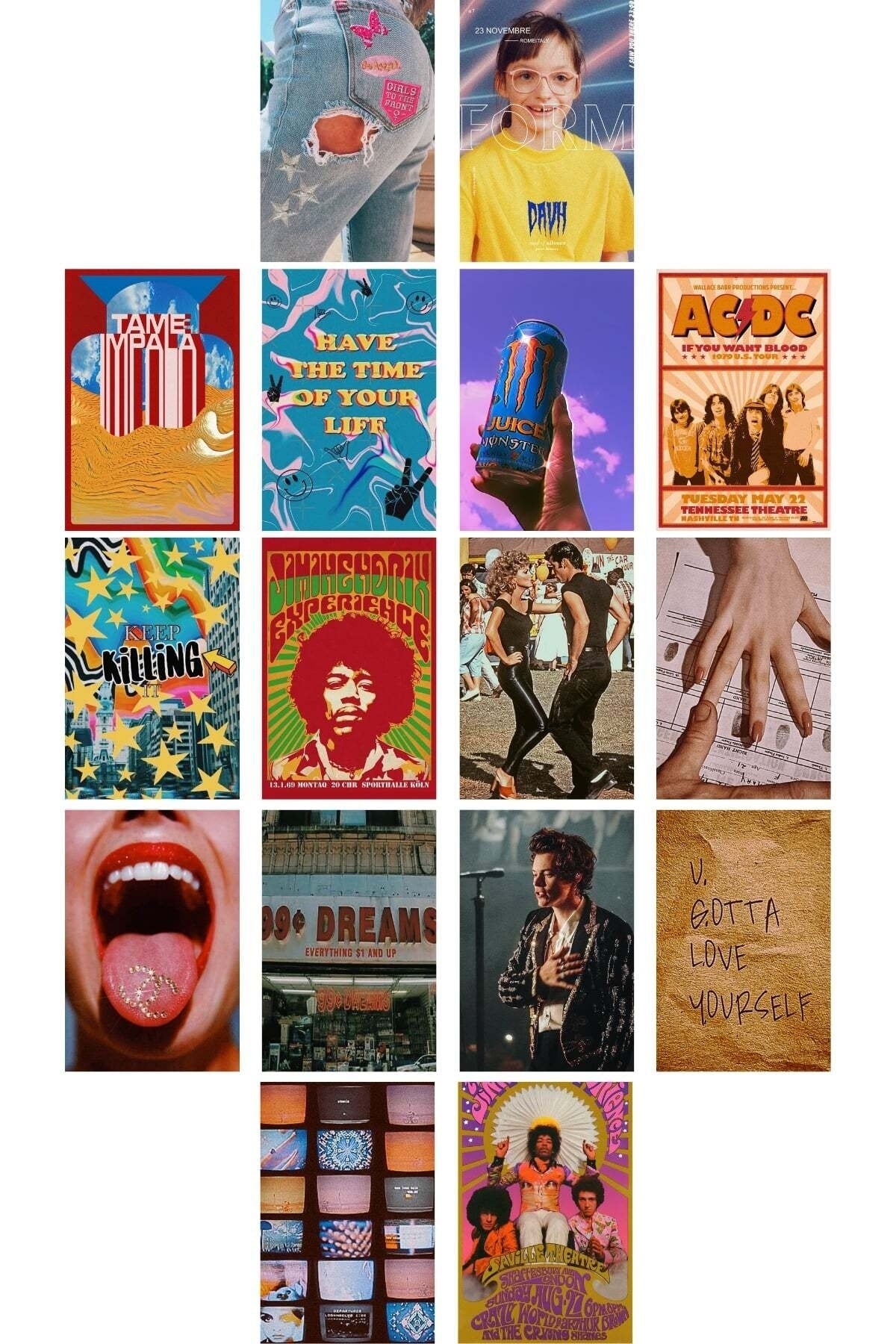 Vintage Duvar Posteri Kolaj Set - 80 Adet - Arkası Yapışkanlı - Vintage Poster Seti - 10cm*15cm