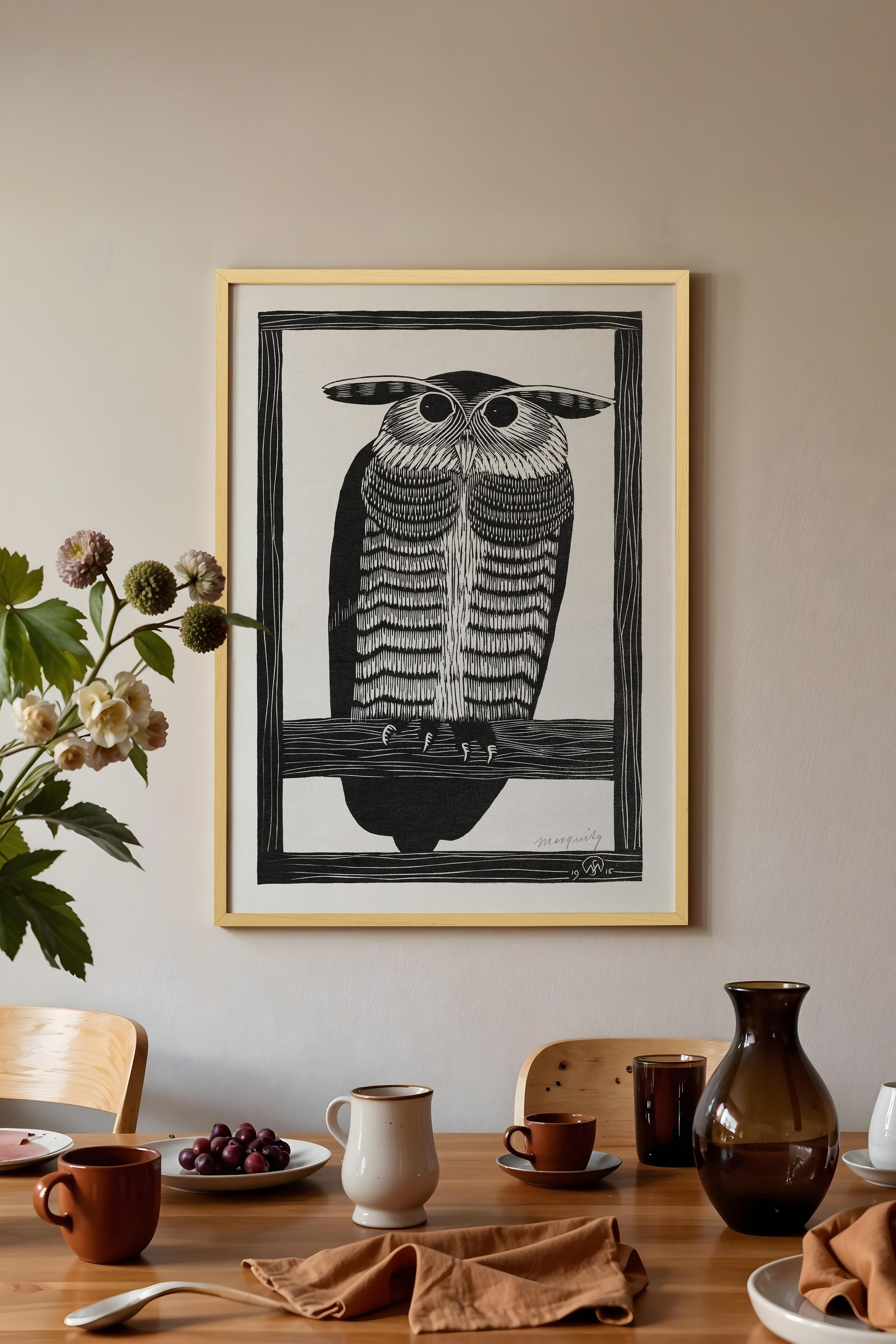 Vintage Tablo, Bej Çerçeveli Poster, Vintage Duvar Dekoru