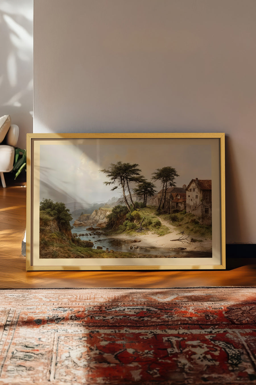 Farklı Tonlarda Kırsal Manzara Vintage Poster – Bej Çerçeveli Tablo
