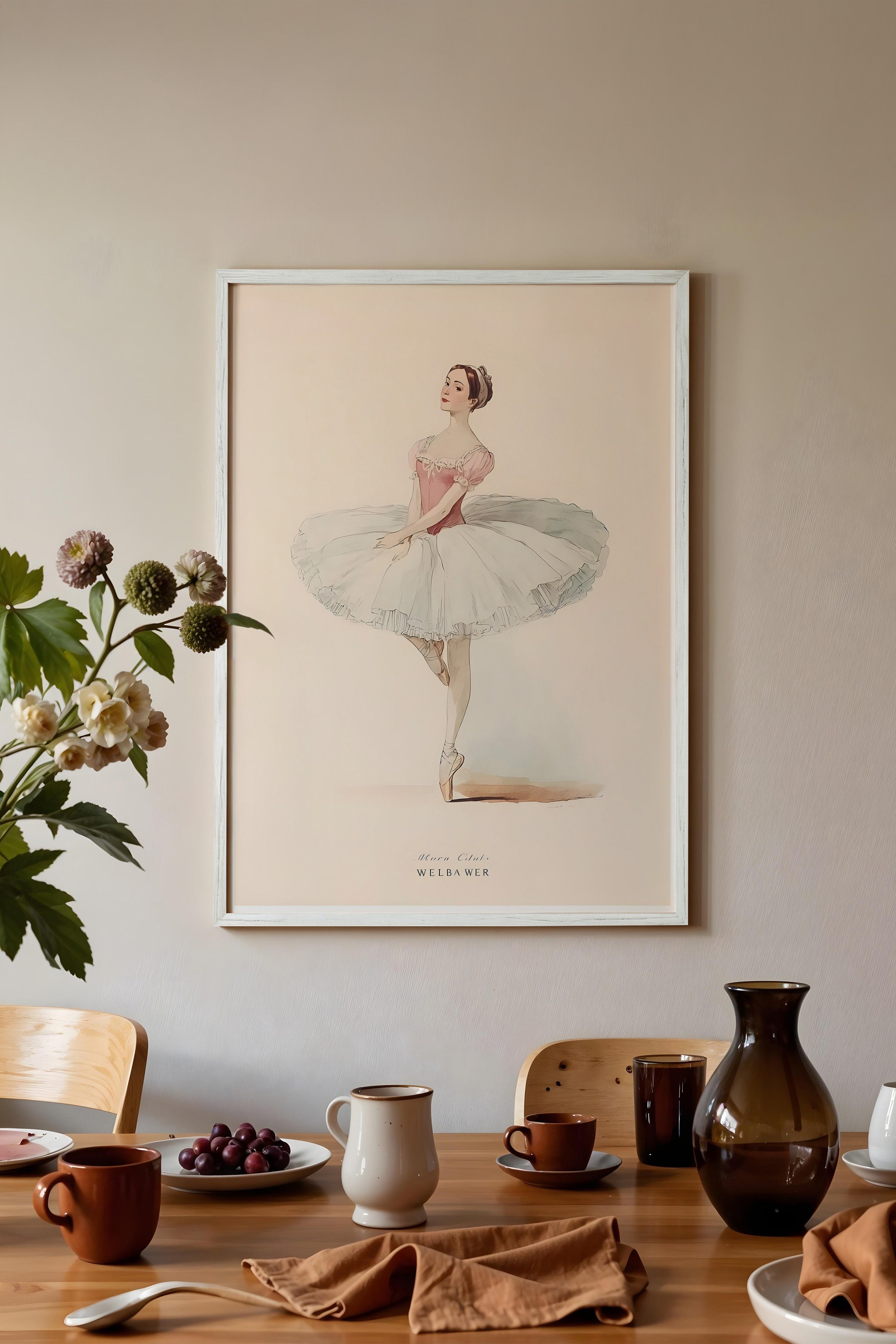 Vintage Tablo, Beyaz Çerçeveli Poster, Vintage Duvar Dekoru