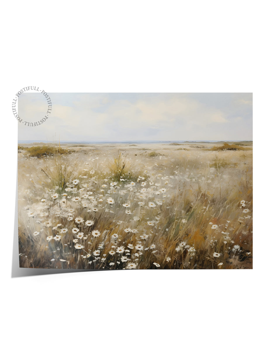 Papatya Çayırı Vintage Çerçevesiz Poster