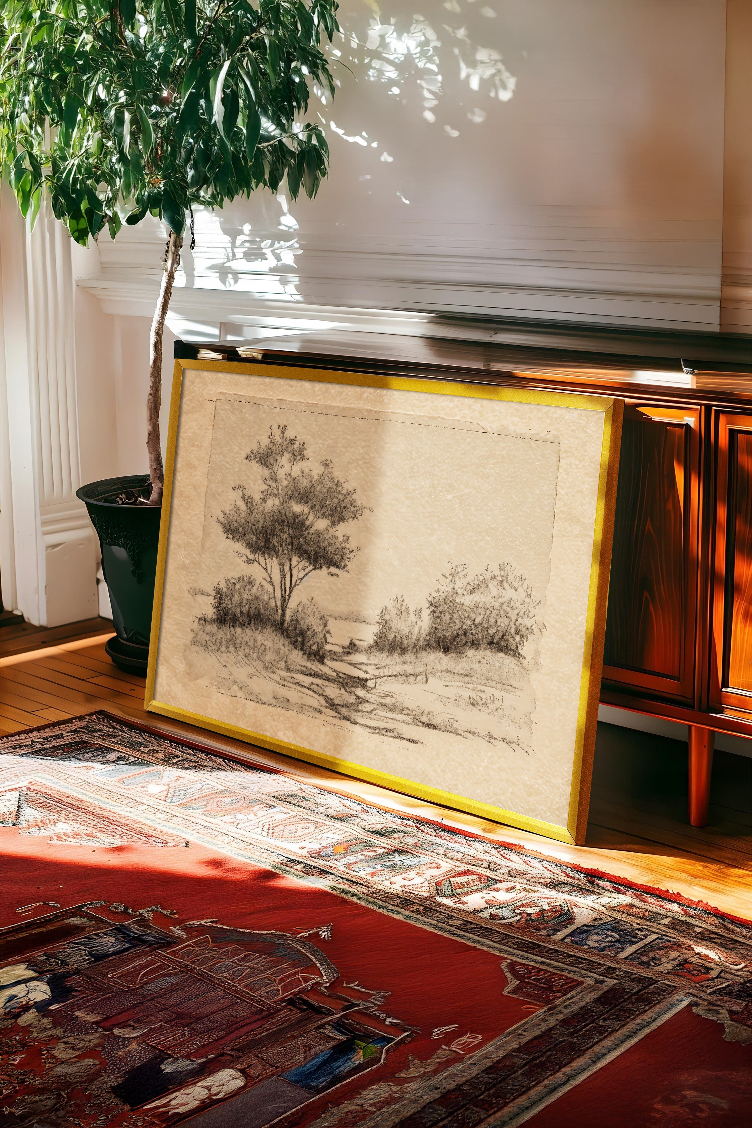 Vintage Tablo, Gold Çerçeveli Poster, Vintage Duvar Dekoru